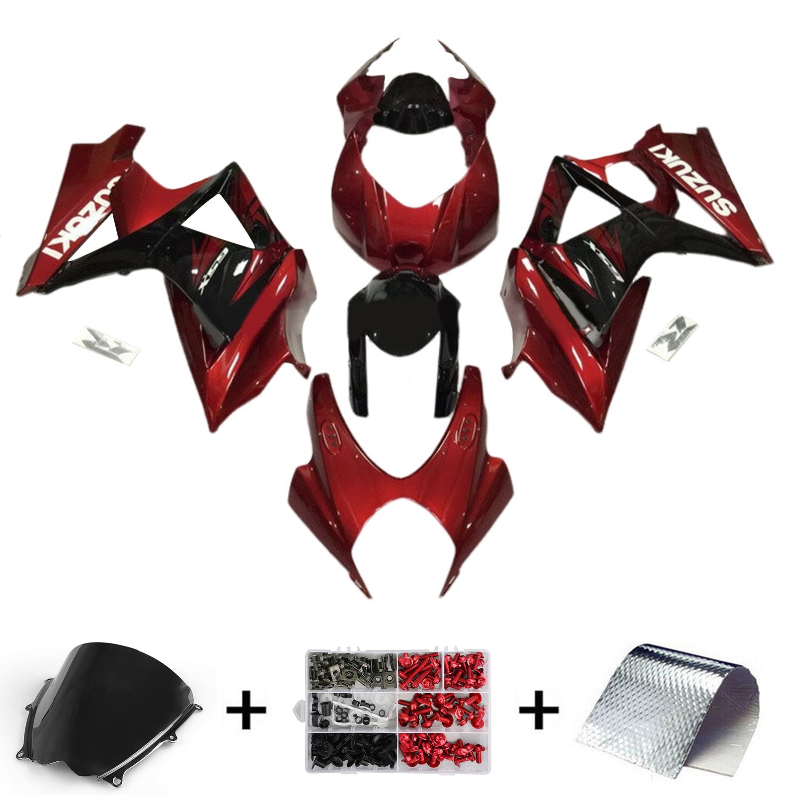 Amotopart 2007-2008 Suzuki GSXR1000 Red Black Fairing Kit