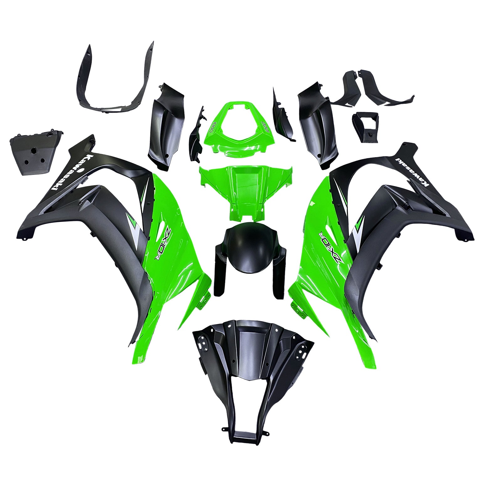 Amotopart 2011-2015 Kawasaki ZX10R Green Black Fairing Kit