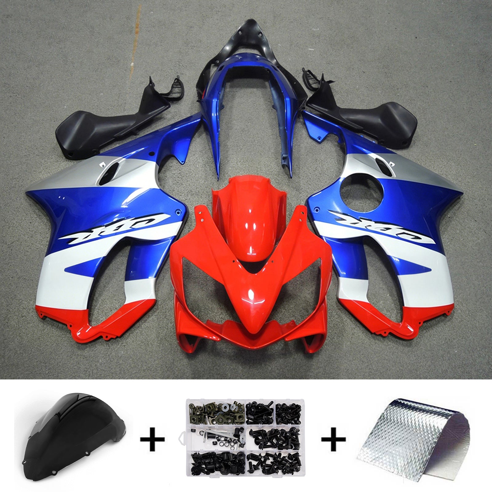 Amotopart 2004-2007 Honda CBR600 F4i White/Blue/Red Fairing Kit