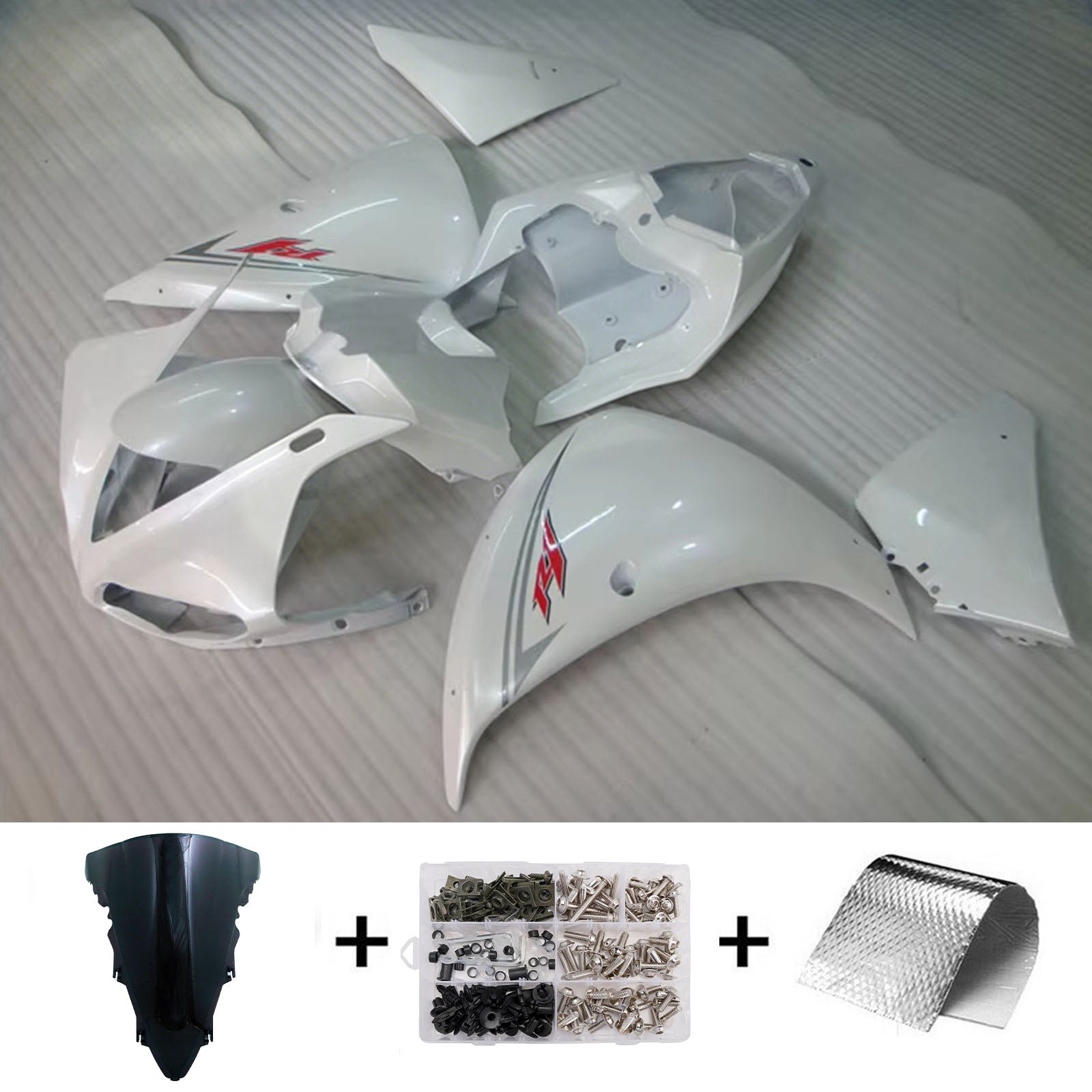 Amotopart 2012-2014 Yamaha YZF-R1 White Fairing Kit