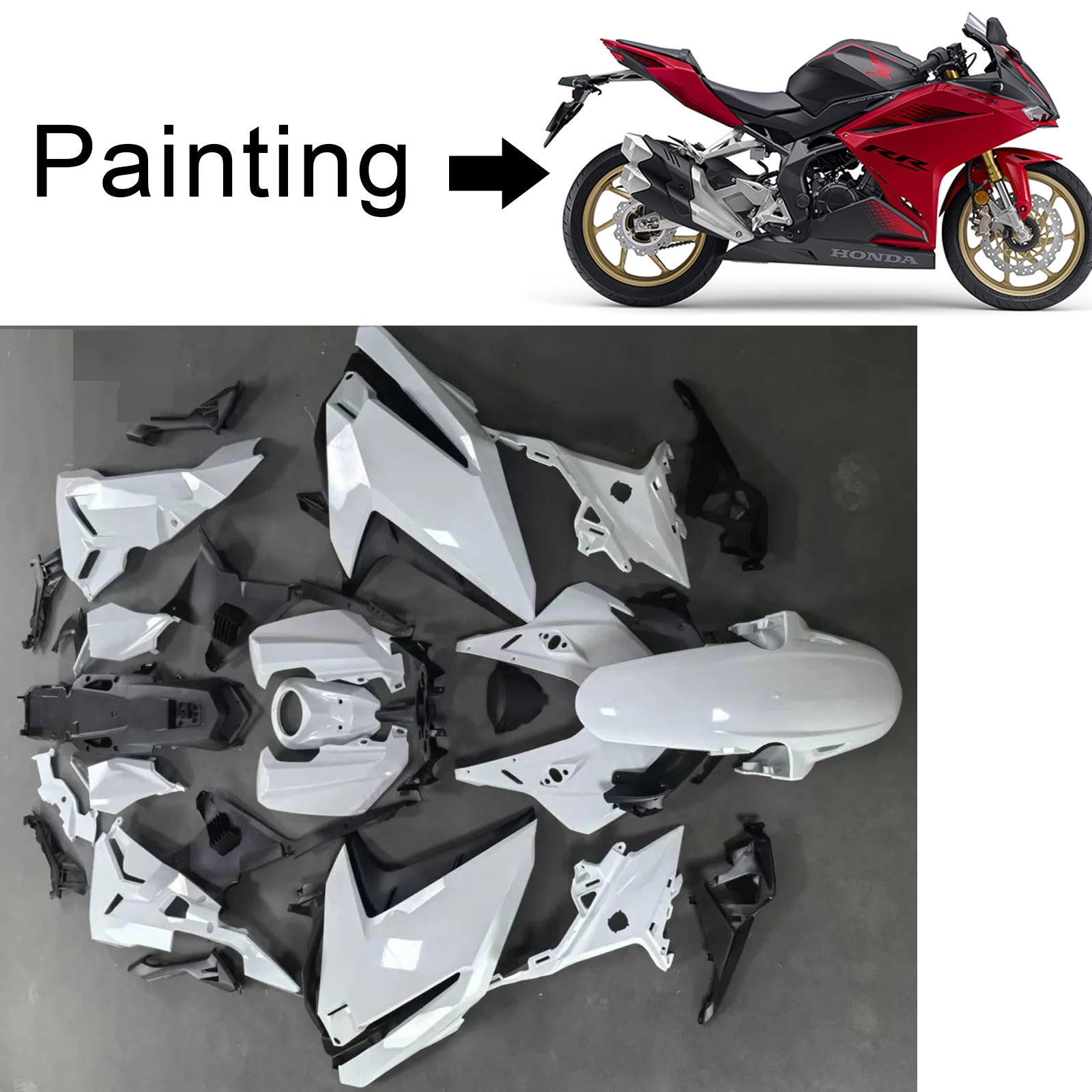 Amotopart 2017-2022 Honda CBR250RR Matte Black Red Fairing Kit