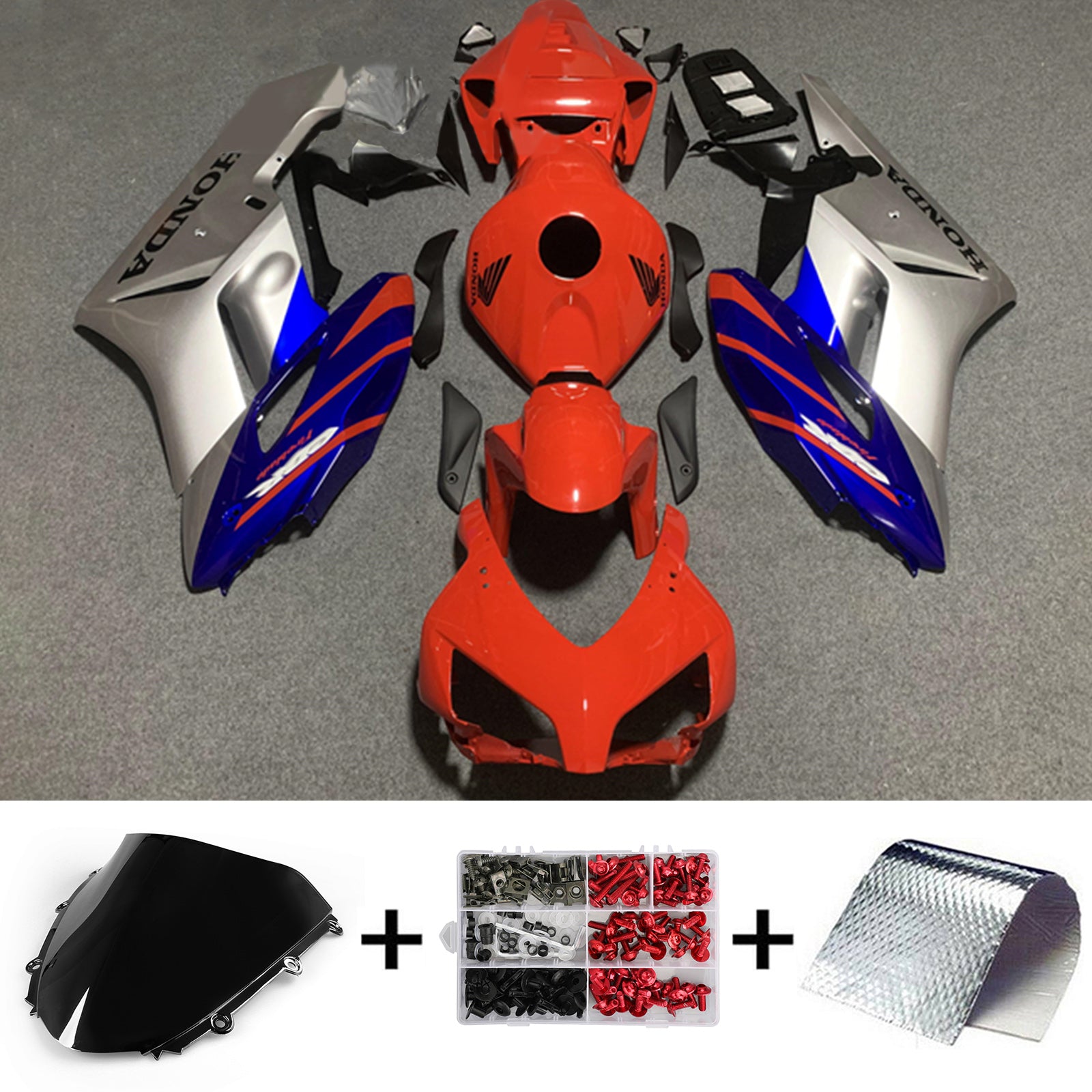 Amotopart 2004-2005 Honda CBR1000RR Kit de carénage rouge et bleu Style1