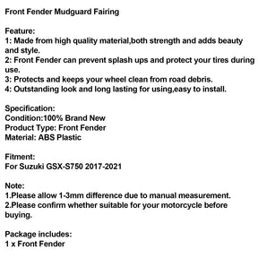 Front Fender Mud Guard Hugger Cowling Fairing For Suzuki GSX-S750 2017-2021 Carbon