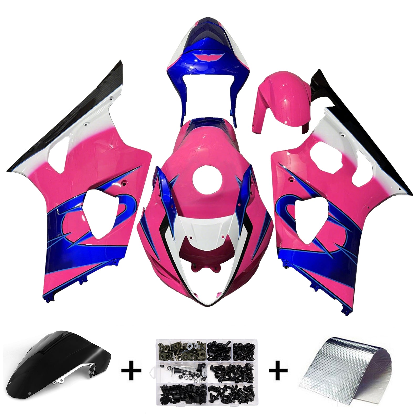 Amotopart 2003-2004 Suzuki GSXR1000 Pink Blue Fairing Kit