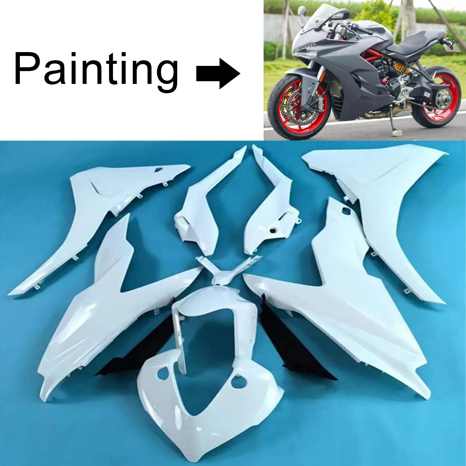 Kit de carénage de réservoir Amotopart 2017-2022 Ducati Supersport 939 / 939S