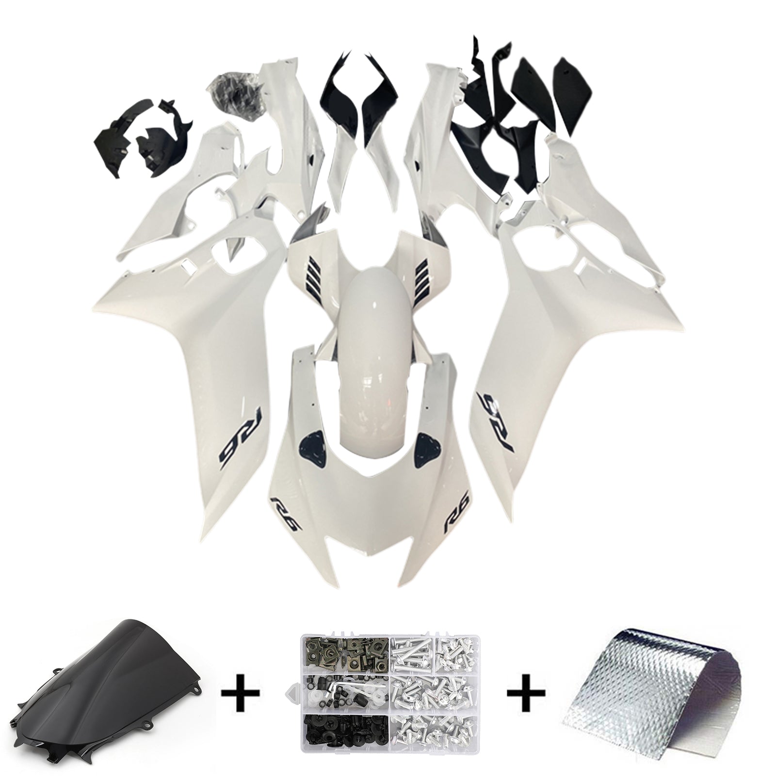 Amotopart Yamaha YZF-R6 2017-2023 White Fairing Kit