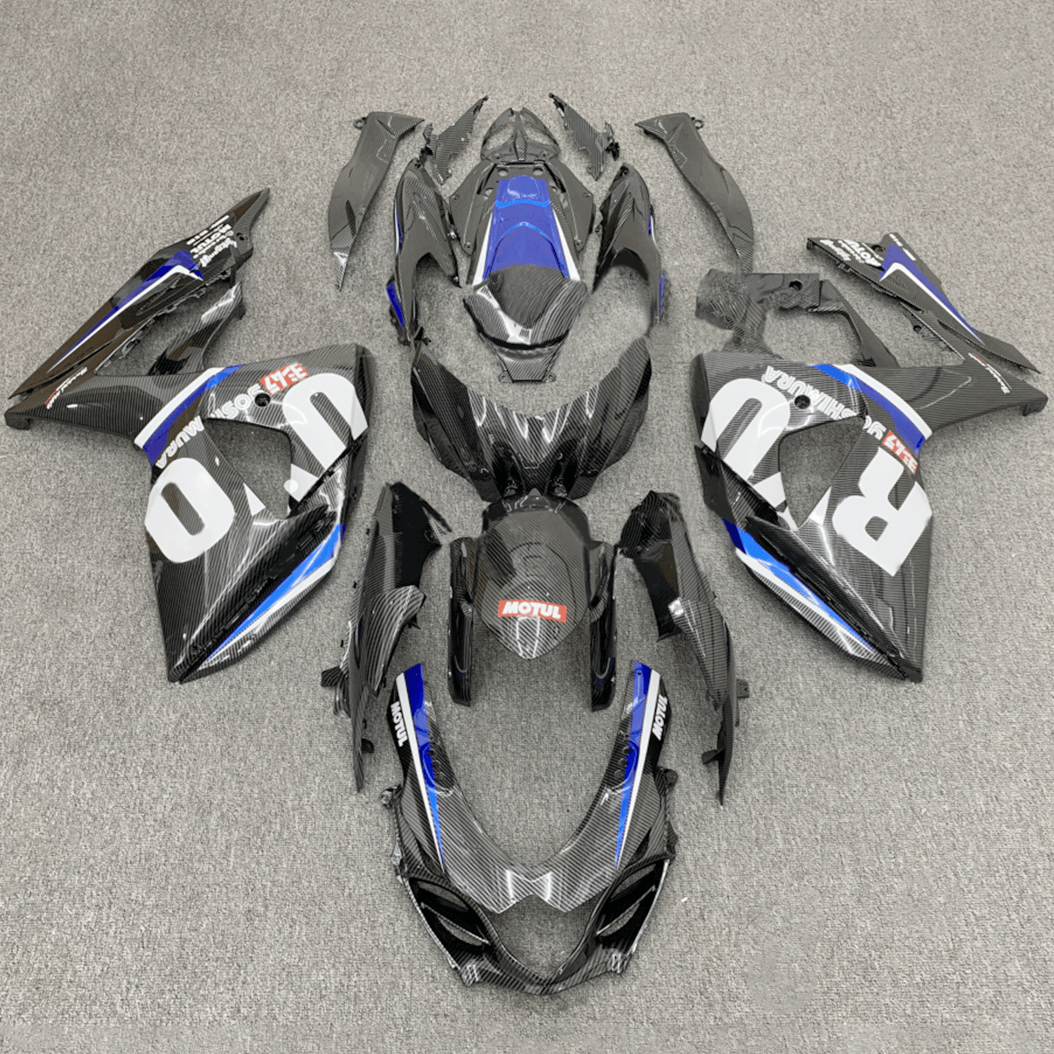 Amotopart 2017-2024 K17 GSXR1000 Suzuki Negro y Azul Style1 Kit de carenado