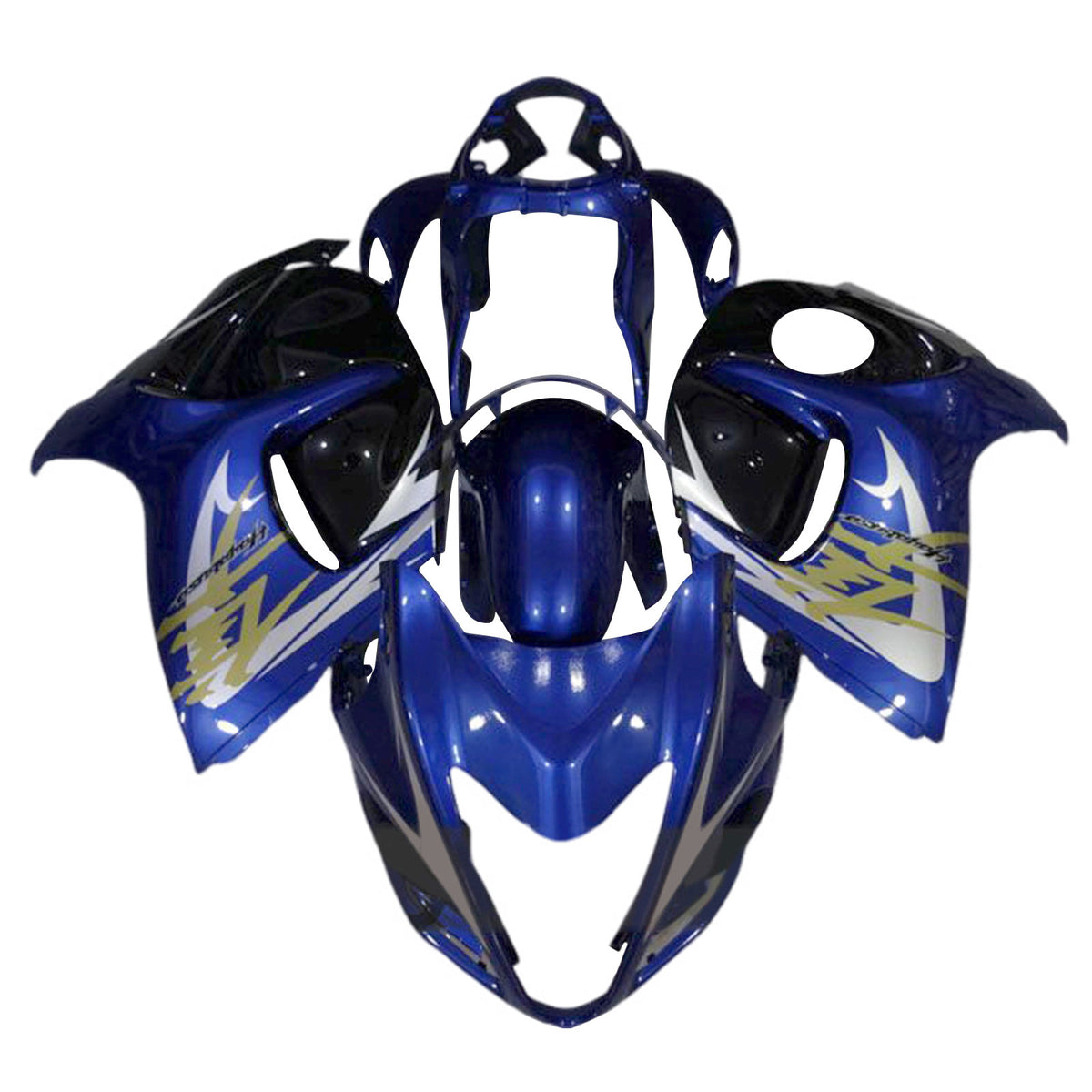 Amotopart 2008-2020 GSX1300R Hayabusa Suzuki Kit de carénage bleu avec accents blancs