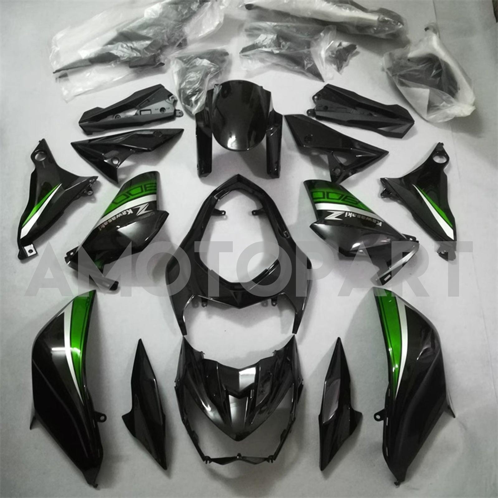 Amotopart 2013-2018 Kawasaki Z800 Green&Black Fairing Kit