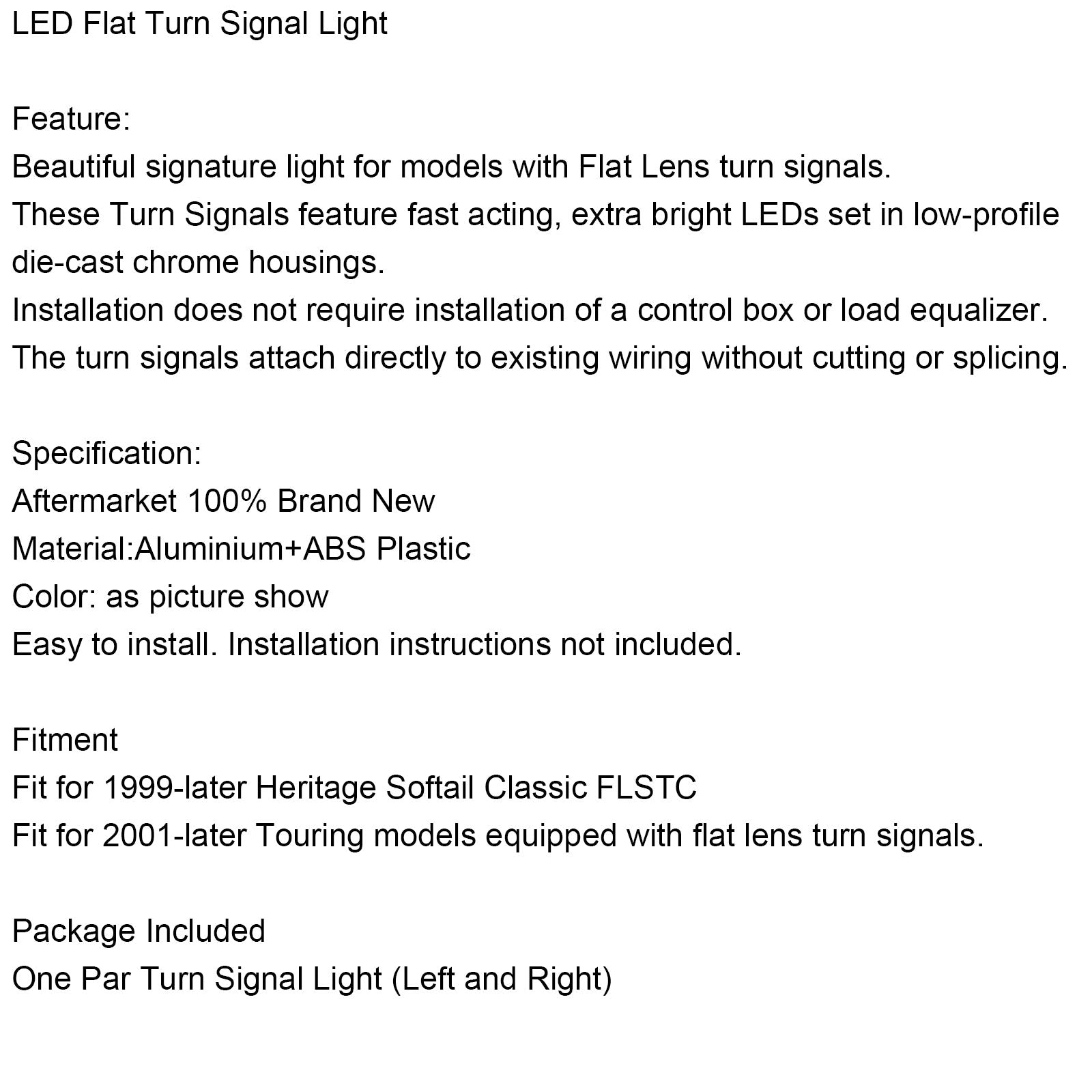 Indicatore di direzione anteriore piatto a LED per Heritage Softail Classic Touring 99-23