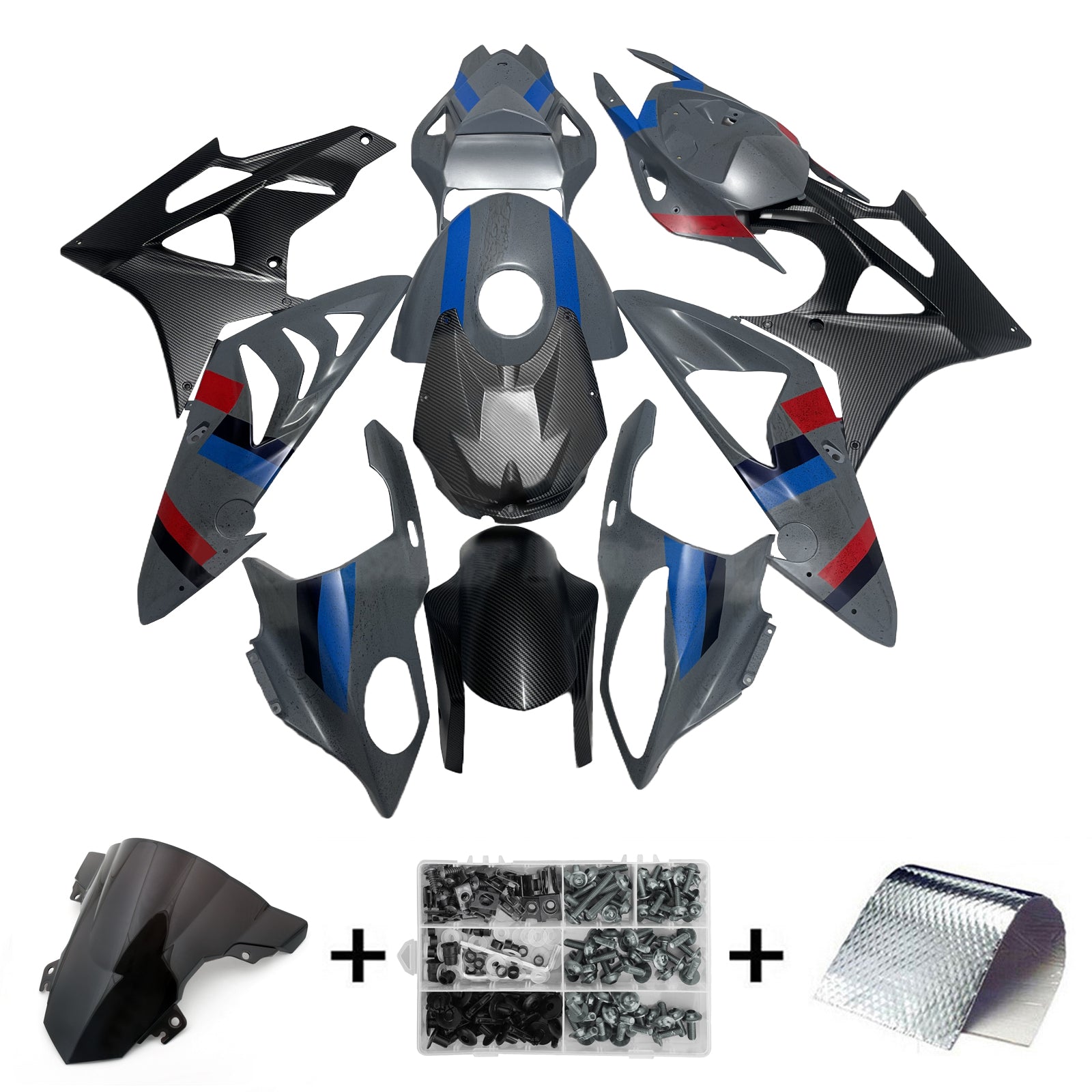 Amotopart 2015-2016 BMW S1000RR Carbon Fiber Pattern Gray Fairing Kit