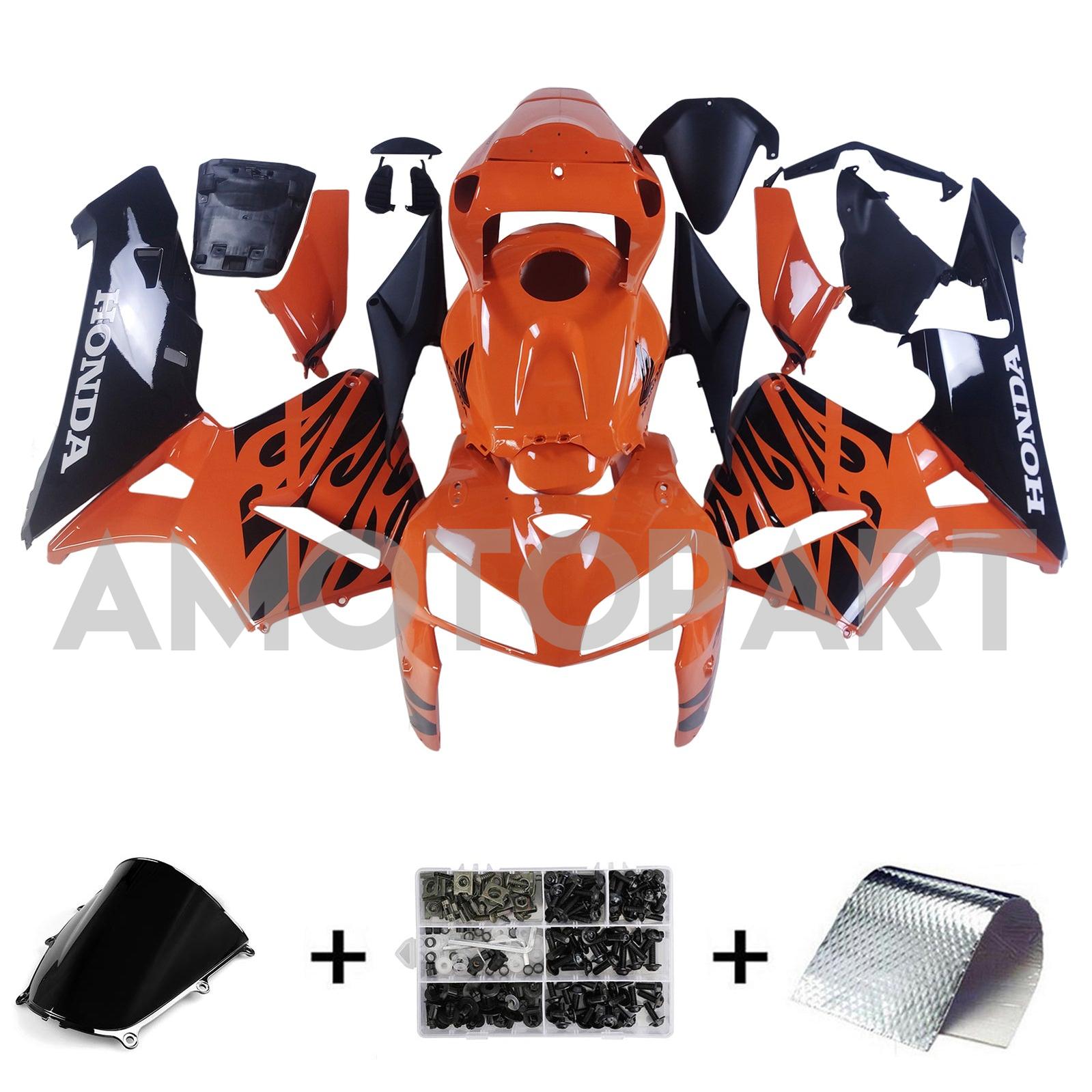 Amotopart 2005–2006 Honda CBR600RR Orange Schwarz Verkleidungsset