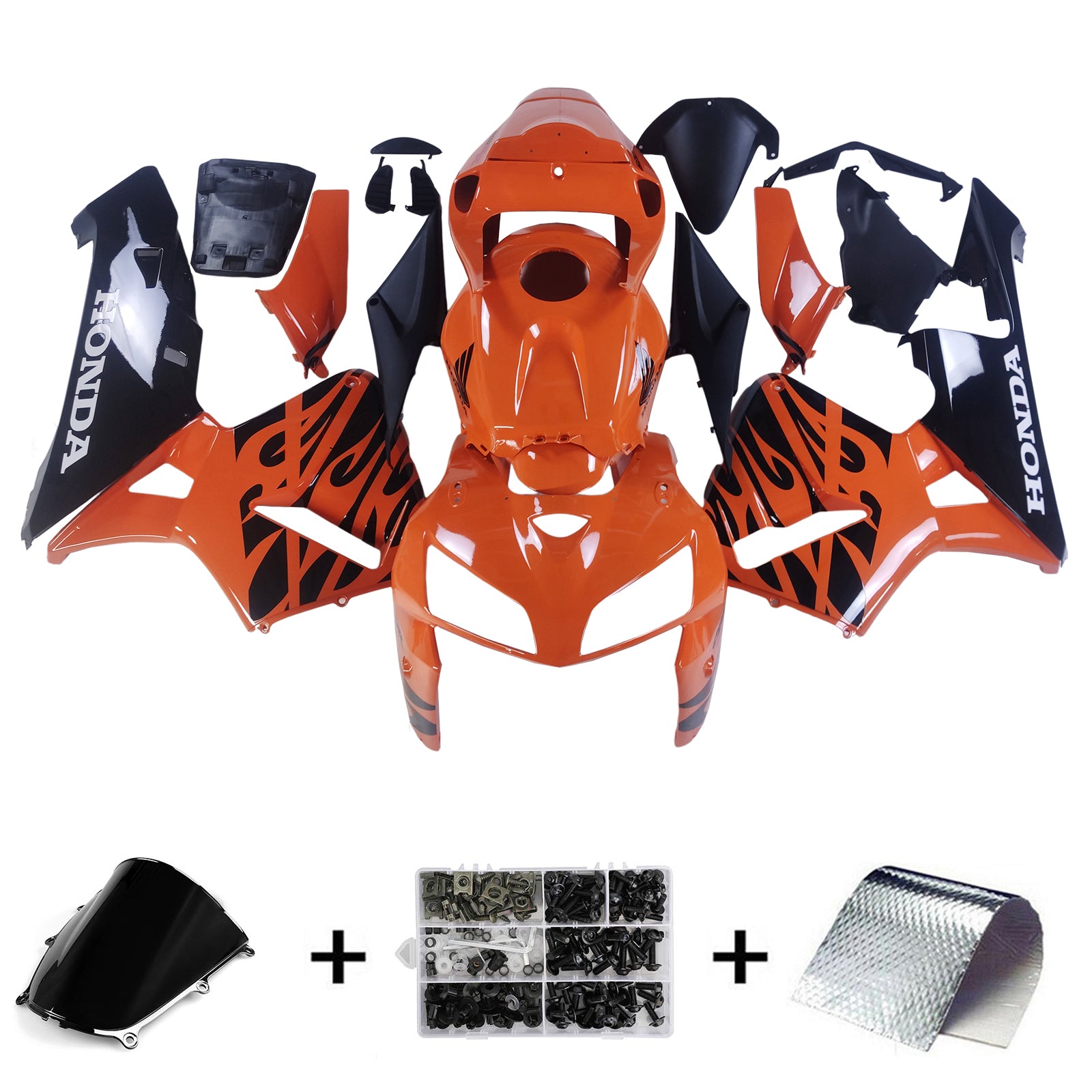 Amotopart 2005-2006 Honda CBR600RR Orange Black Fairing Kit