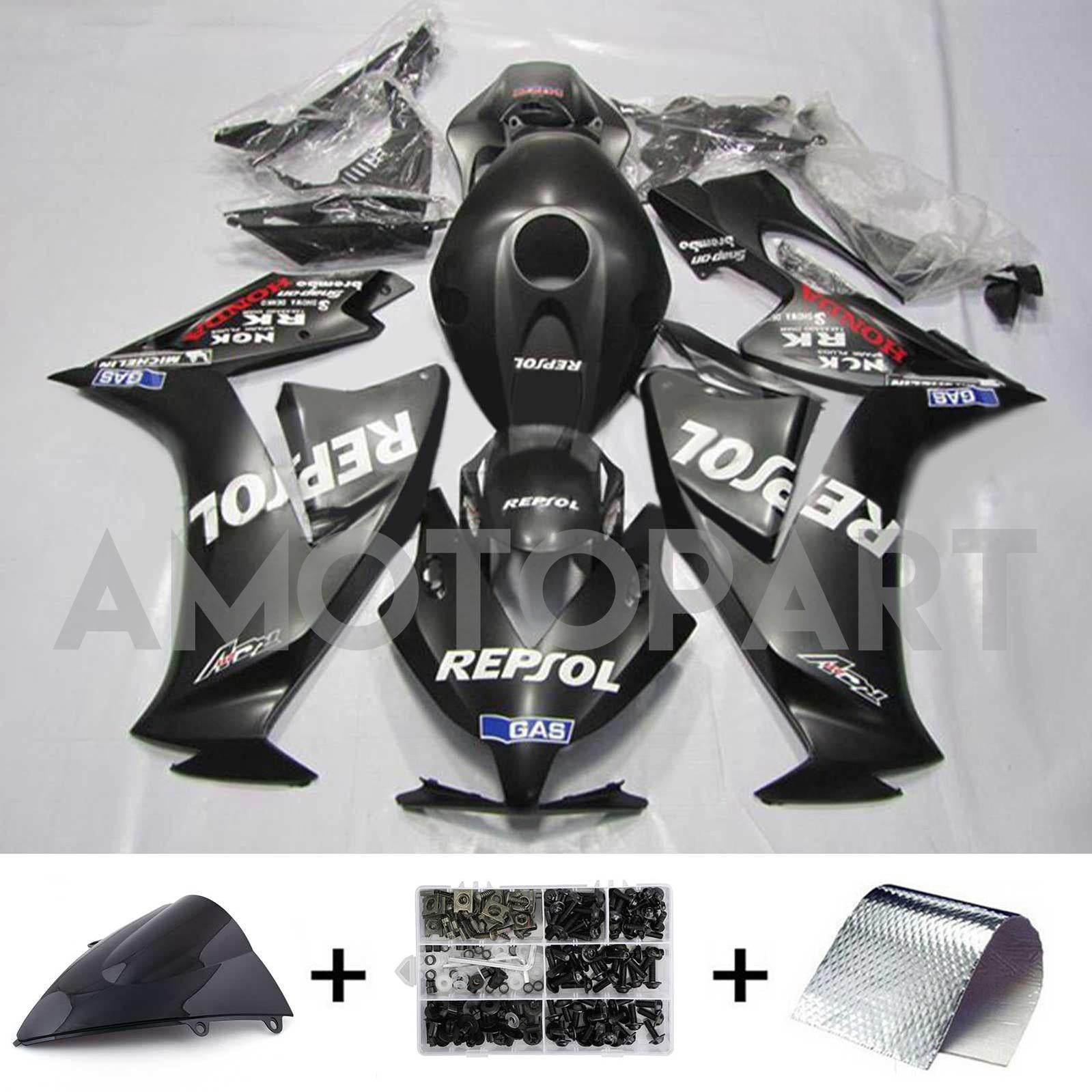 Amotopart 2012-2016 CBR1000RR Honda Black with Logo Faming Kit