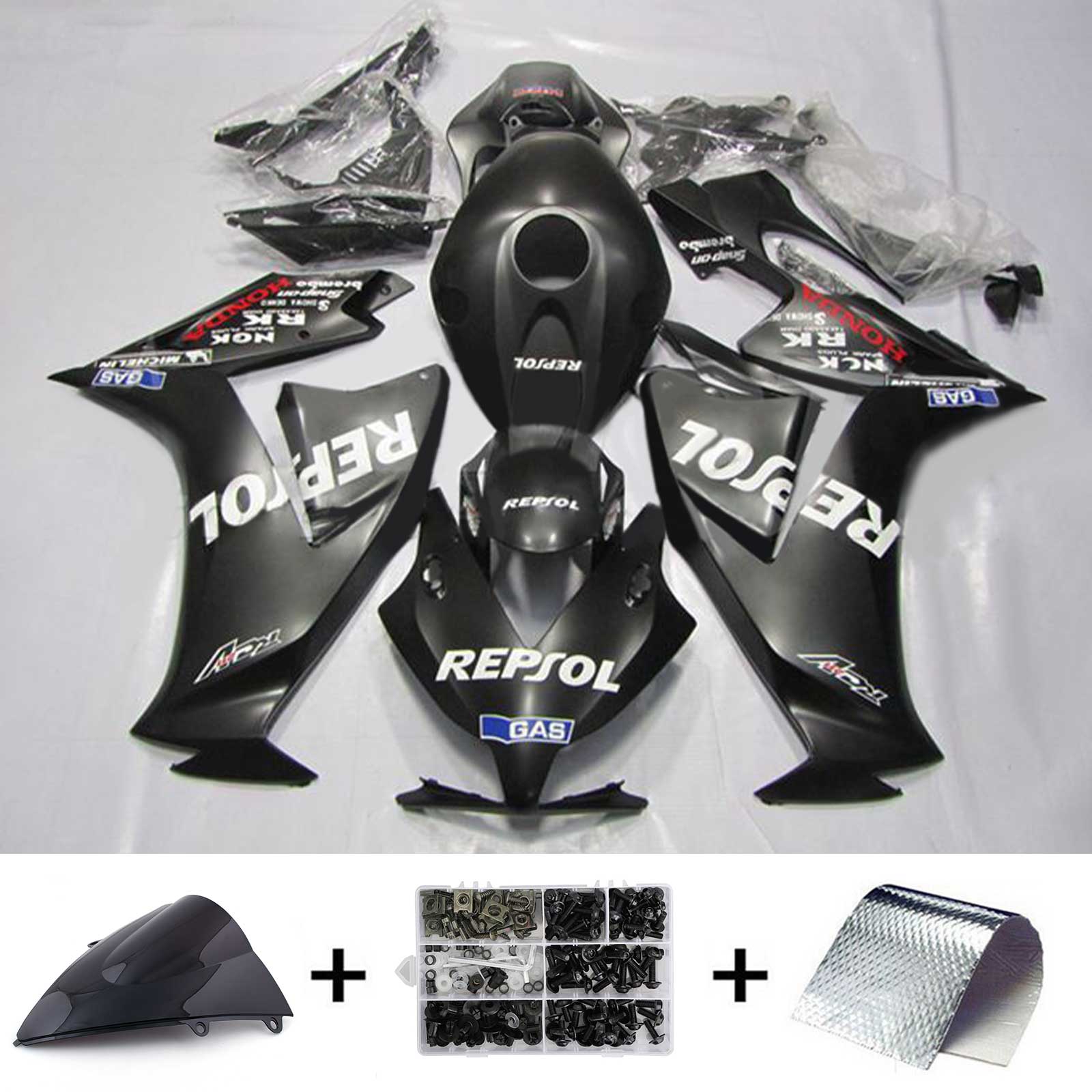 Amotopart 2012-2016 CBR1000RR ホンダ ブラック ロゴ付き フェアリングキット