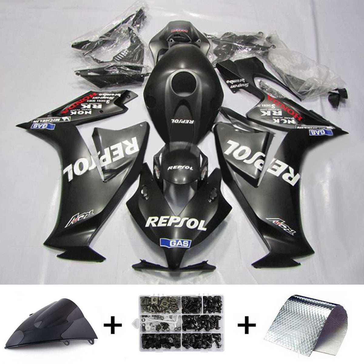 Amotopart 2012-2016 CBR1000RR Honda Noir avec kit de carénage logo