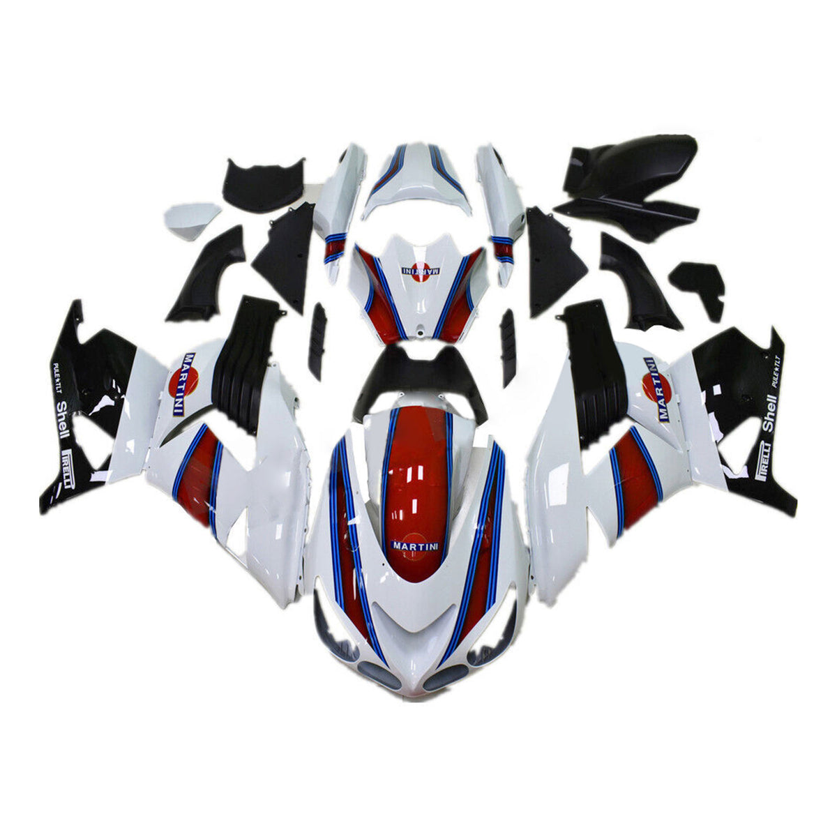 Amotopart 2006-2011 Kawasaki ZX14R ZZR1400 Kit de carénage noir rouge blanc