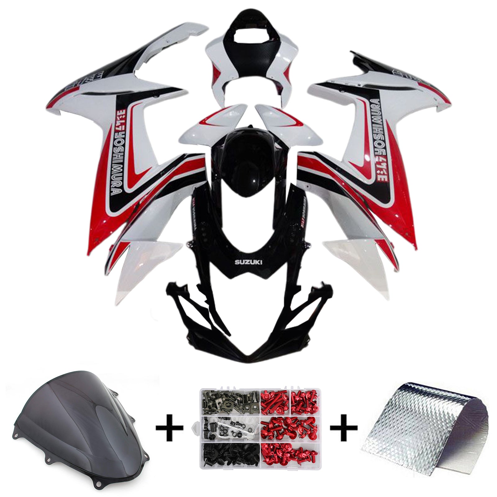 Amotopart 2011-2024 K11 GSXR 600/750 Suzuki Red&White Fairing Kit