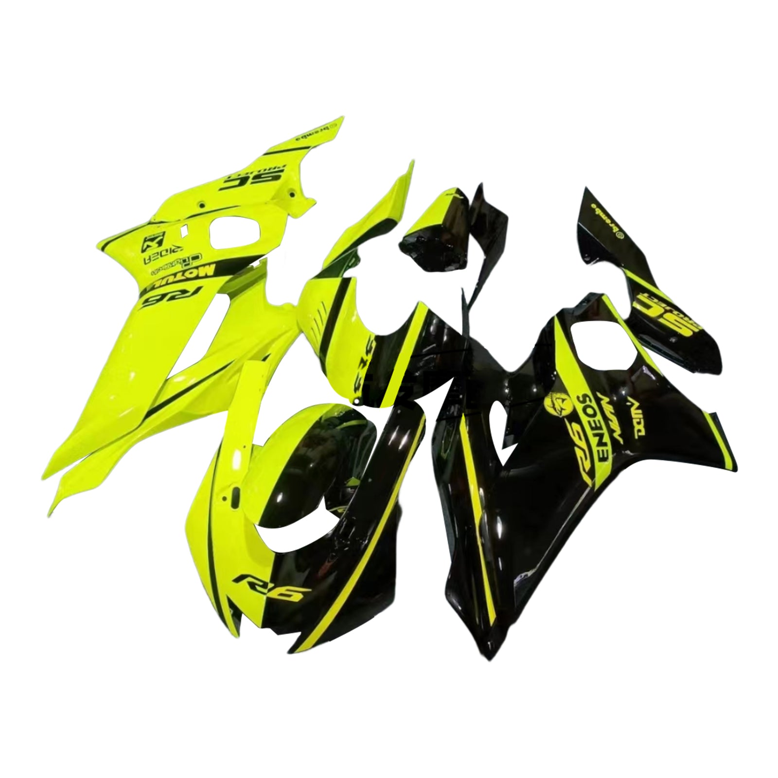 Kit de carenado Amotopart Yamaha YZF-R6 2017-2023 amarillo y negro