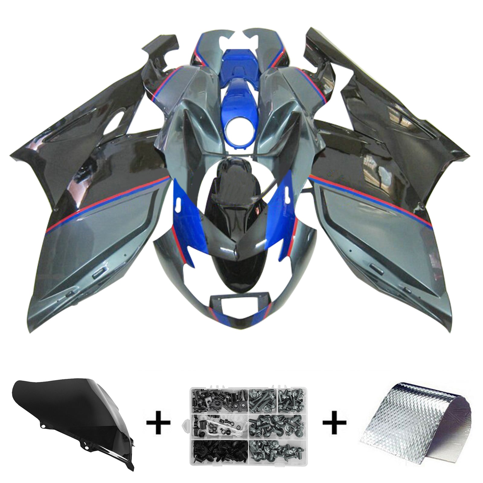 Amotopart 2005-2010 BMW K1200S Grey&Blue Fairing Kit