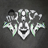 Amotopart 2017-2019 Kawasaki ER6F/Ninja650R White with Green Stripe Fairing Kit