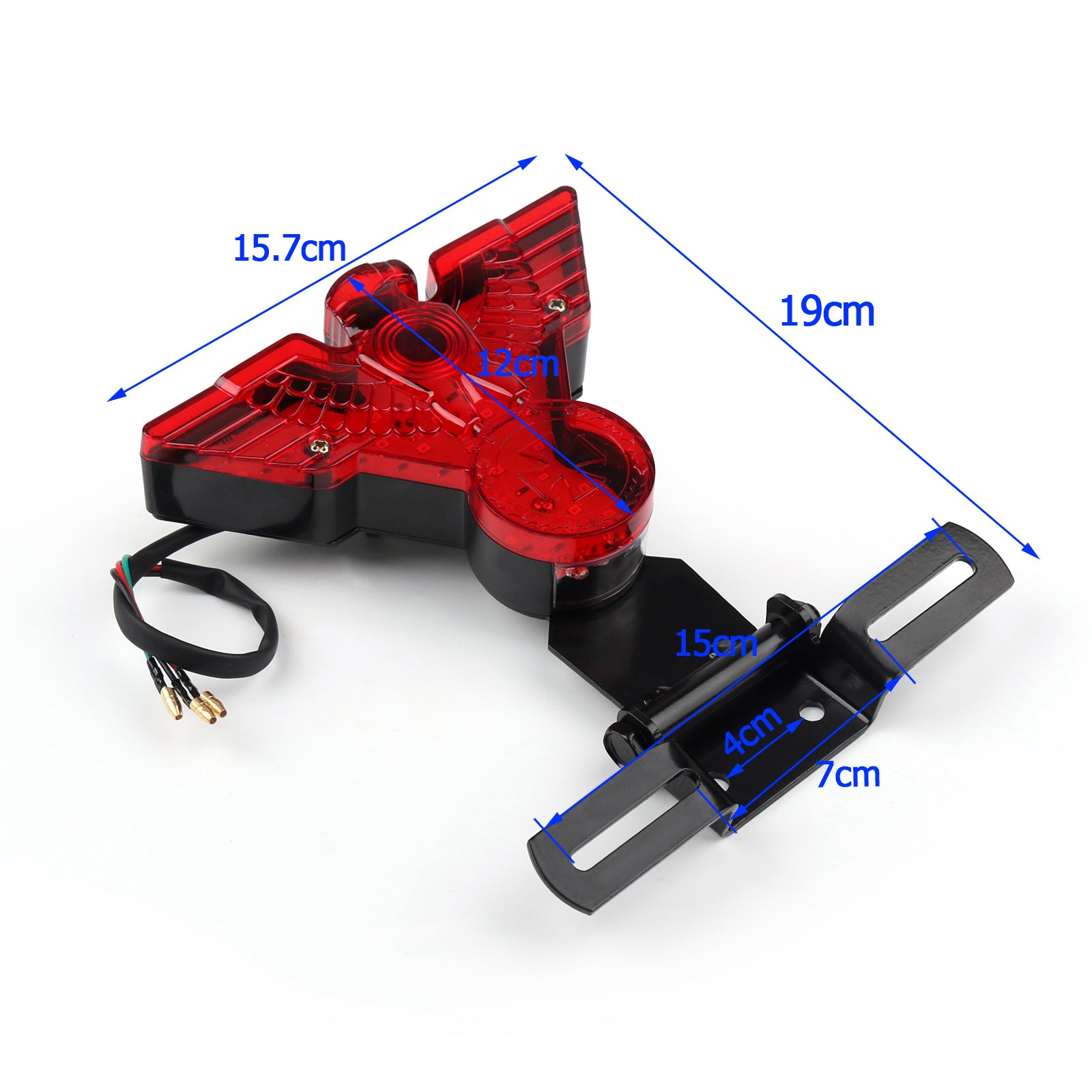 Lampada fanale posteriore a LED per moto Eagle Chopper Bobbe con piastra