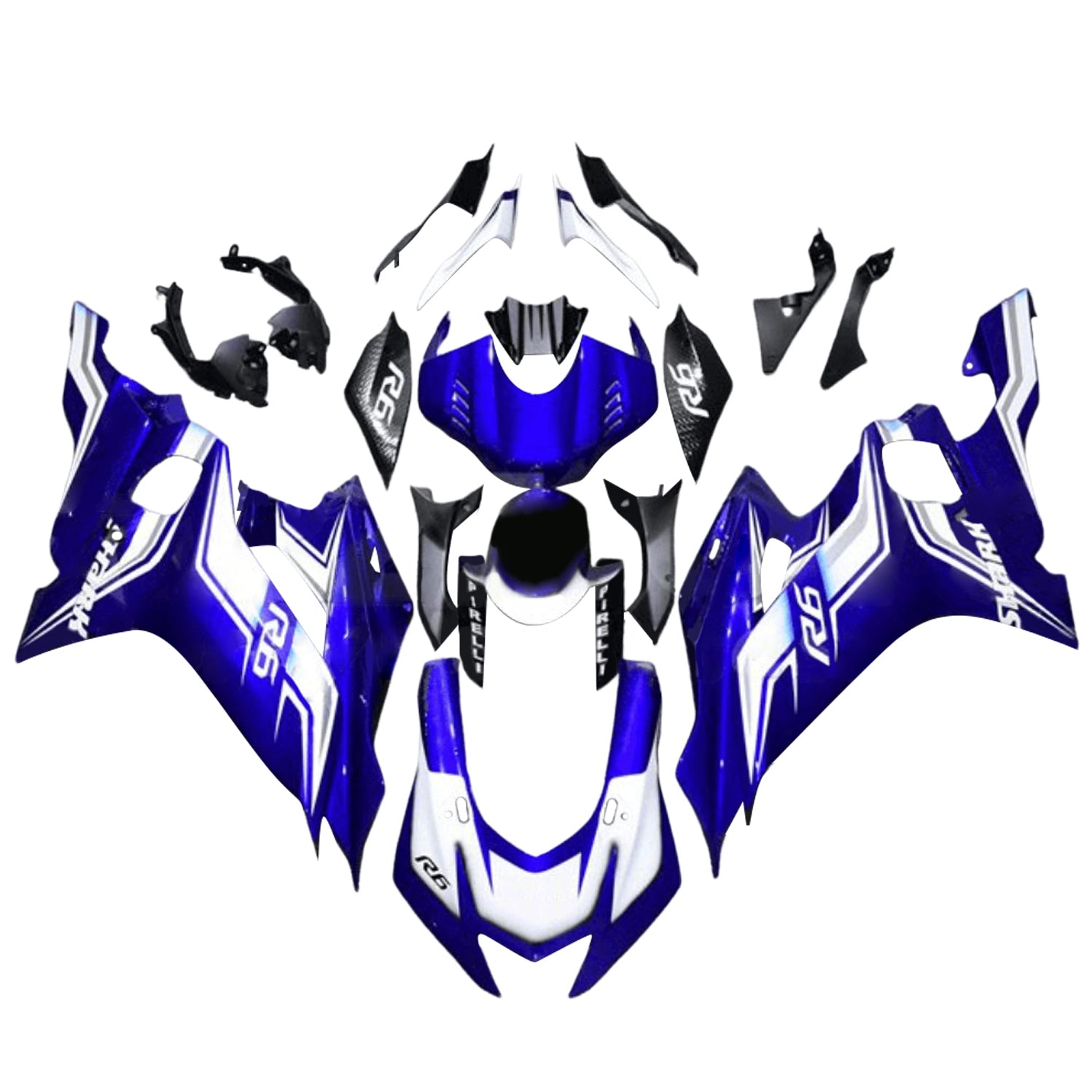 Amotopart 2017-2023 Yamaha YZF R6 White Blue Black Fairing Kit