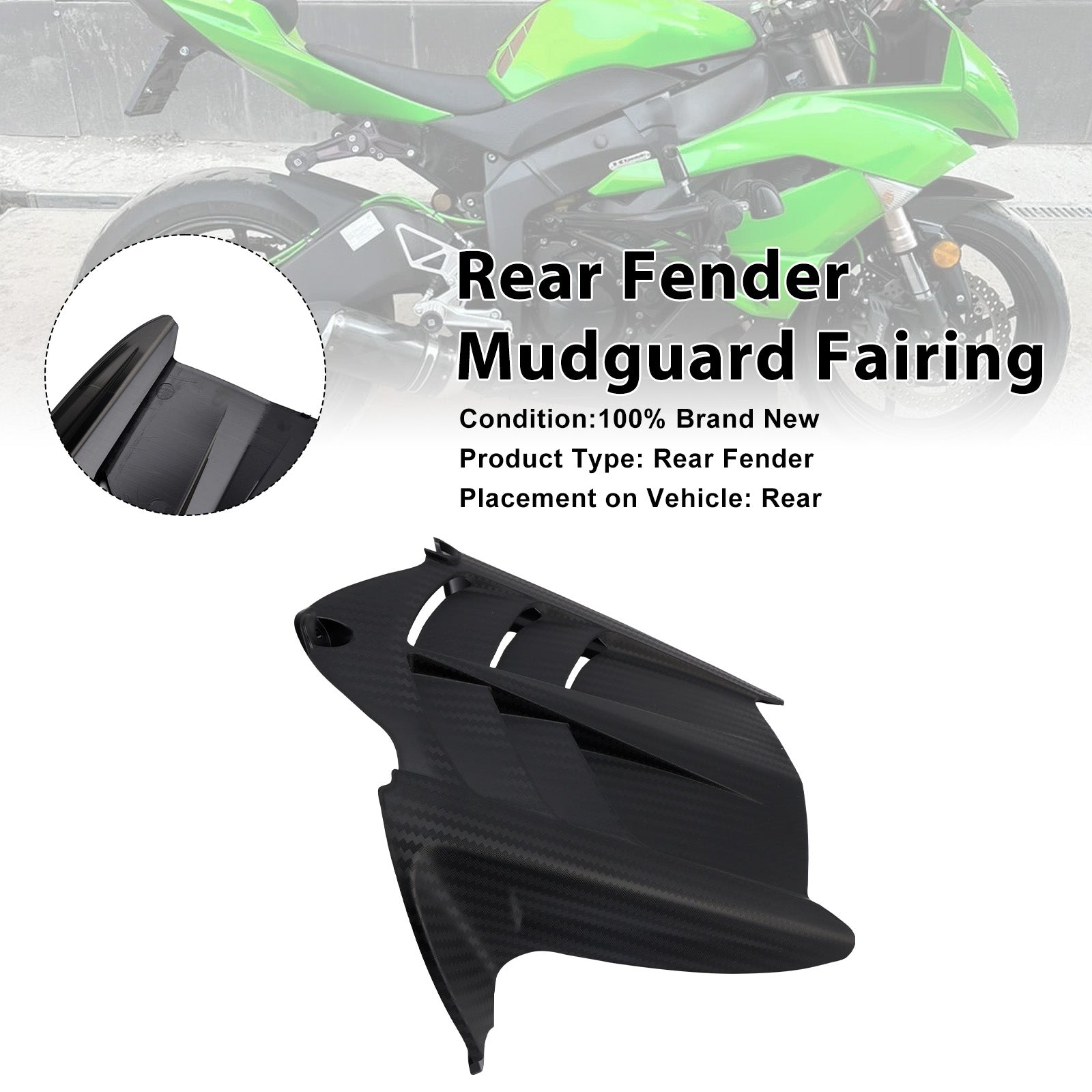 2009-2025 Kawasaki ZX-6R 636 Rear Fender Mudguard Fairing