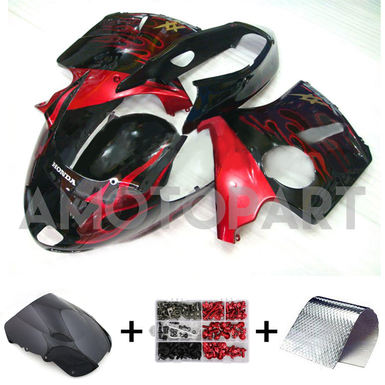 Amotopart 1996-2007 CBR1100XX SuperBlackBird Honda Rot&Schwarzes Verkleidungsset