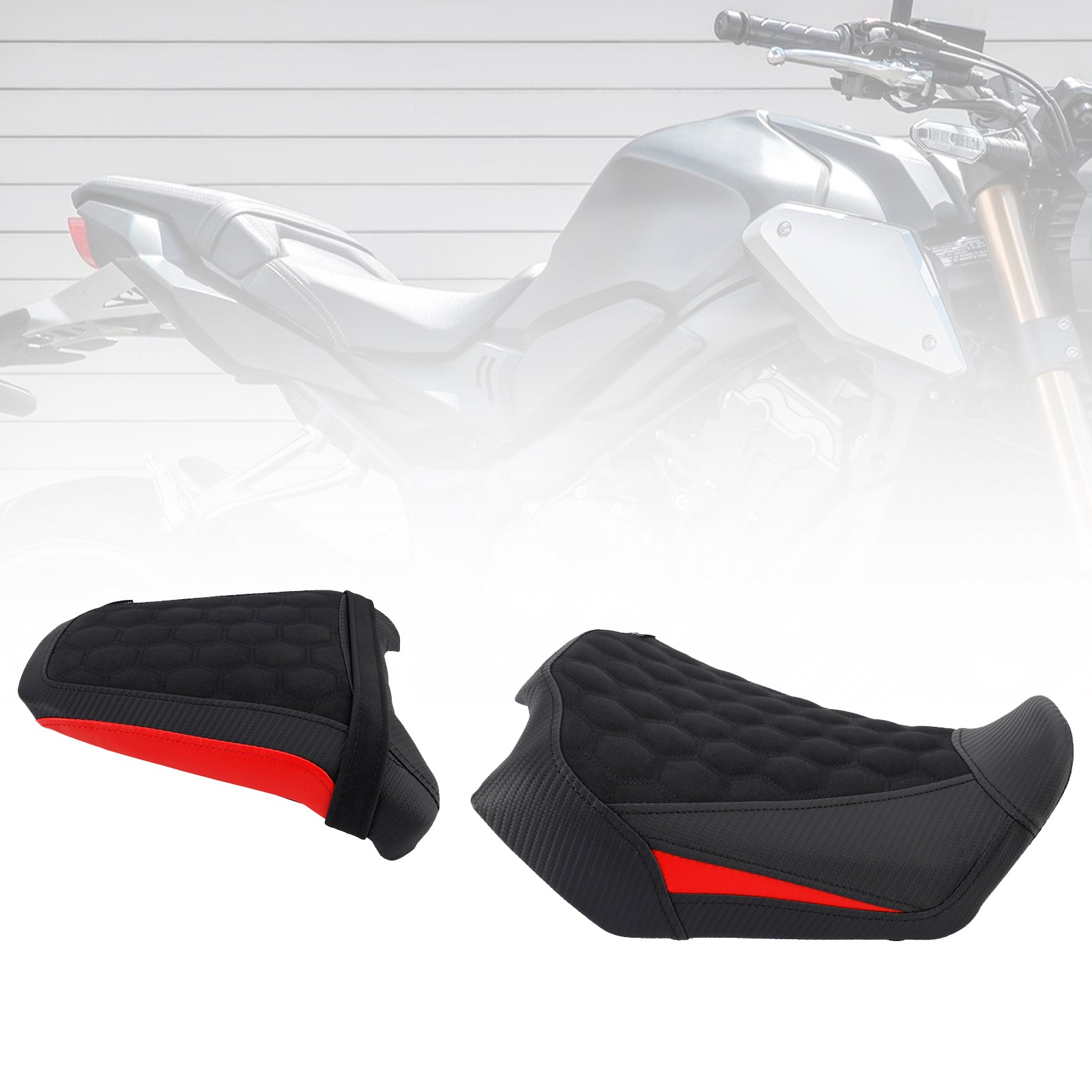 24-25 Honda Cb650R Cbr650R Front&Rear Raider Passenger Cushion Kit Red1