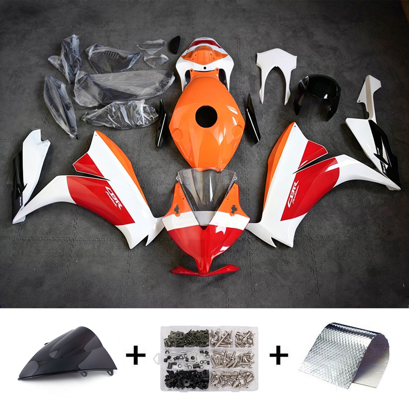 Amotopart 2012-2016 Honda CBR1000RR White/Red/Orange Fairing Kit