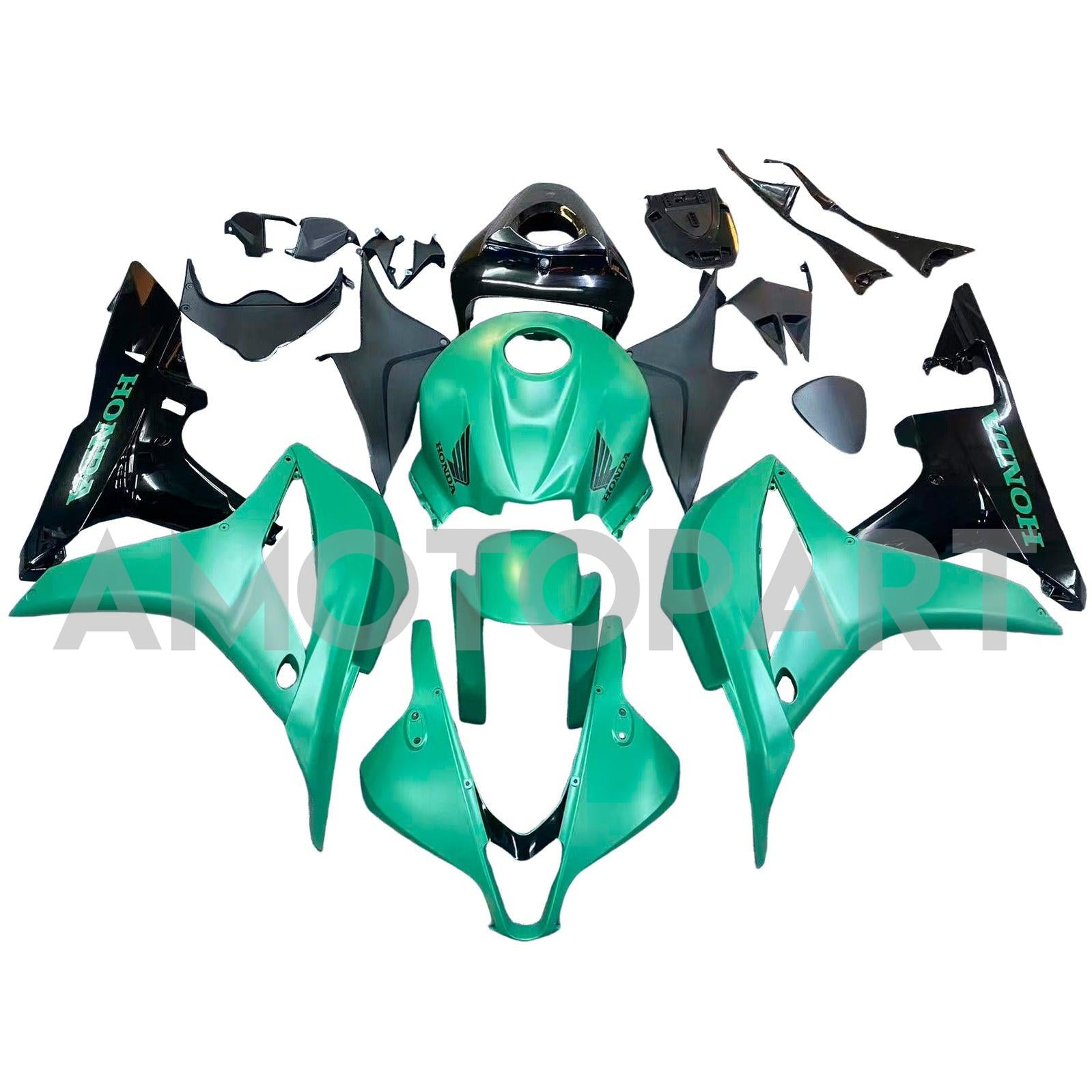 Amotopart 2007-2008 Honda CBR600RR Black Green Fairing Kit
