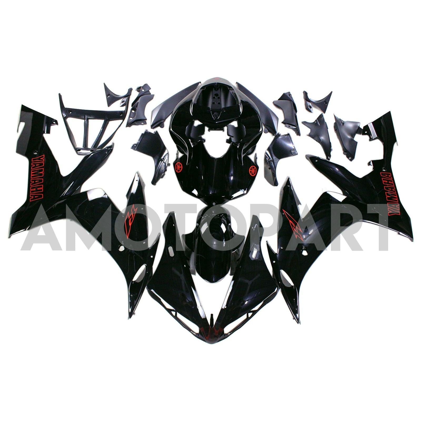 AMOTOPART 2004-2006 YZF 1000 R1 YAMAHA SVART MED RED LOGO FAIRING KIT