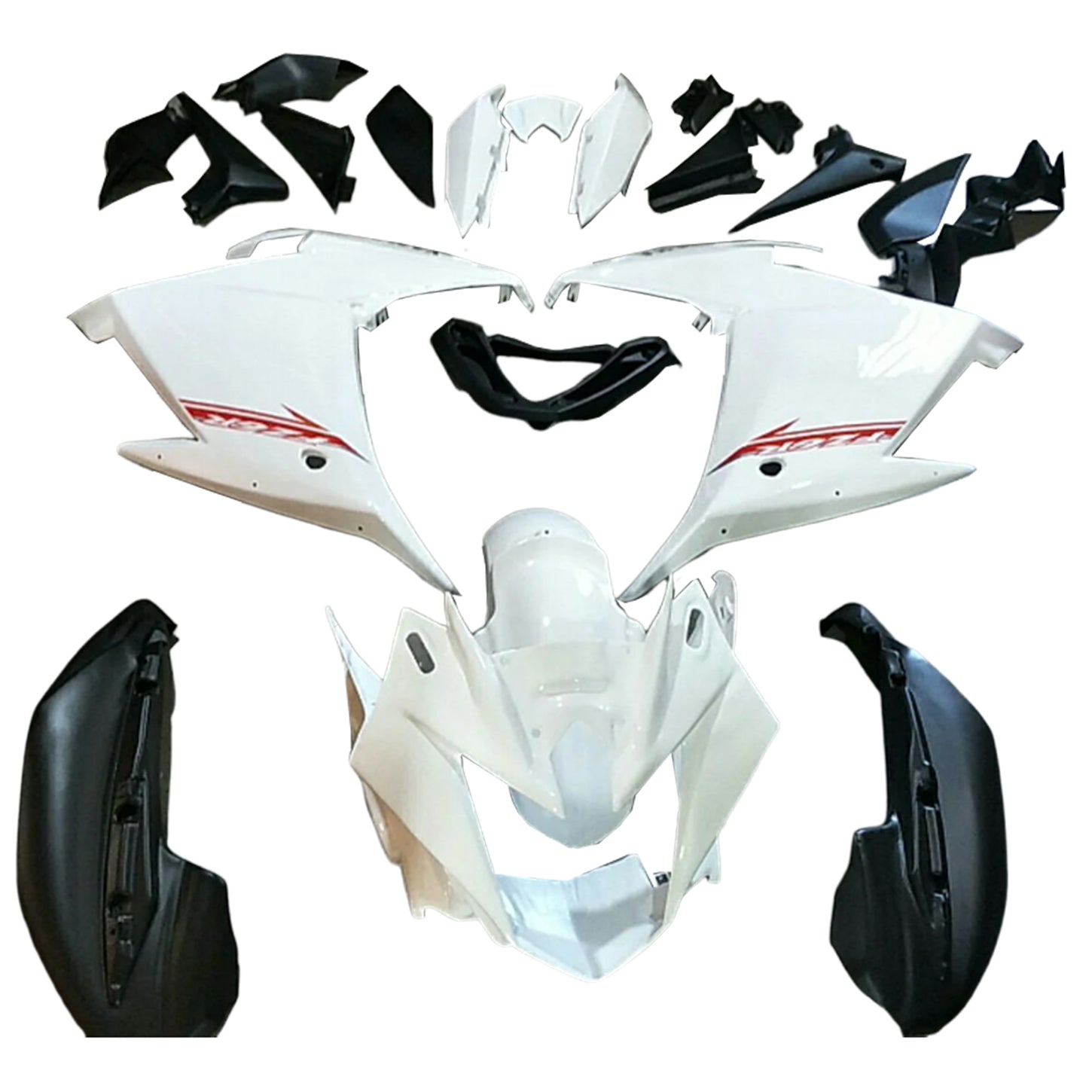 Amotopart 2009-2015 Yamaha FZ6R White Black Fairing Kit