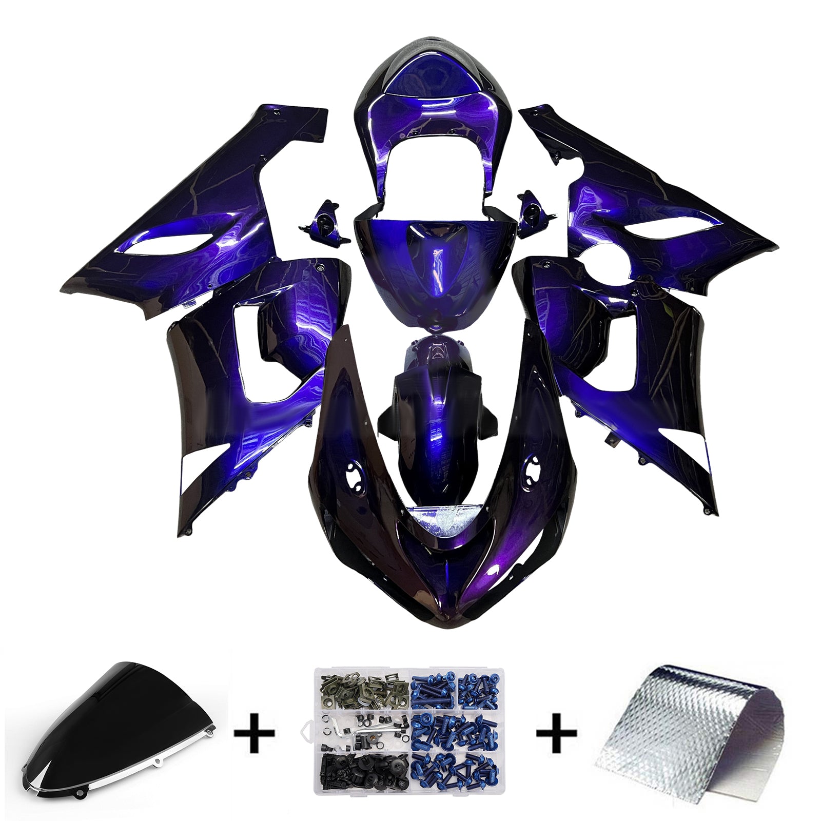 Amotopart 2005-2006 Kawasaki ZX6R 636 Gradient Purple Blue Fairing Kit