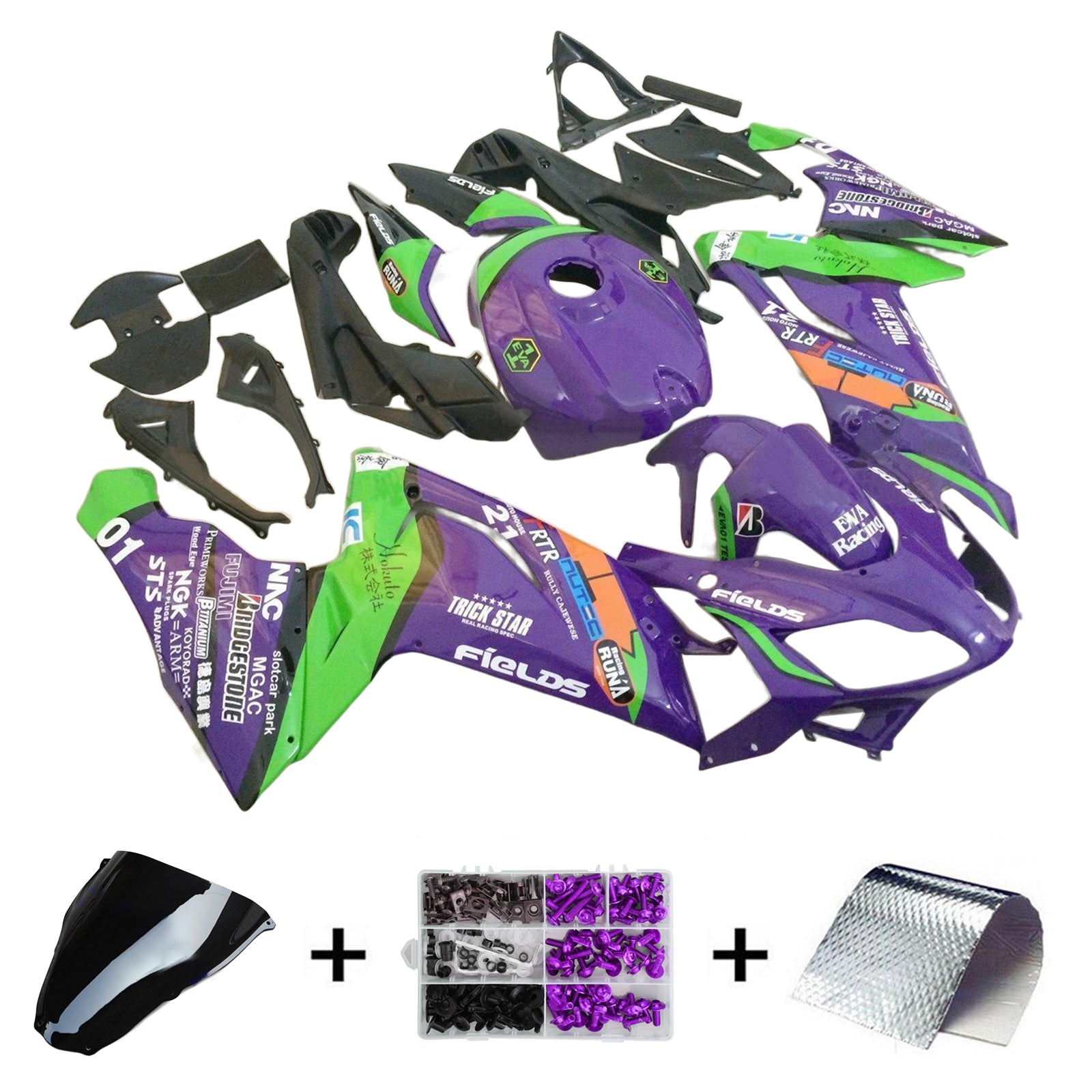 Amotopart Aprilia 2006-2011 RS125 Purple&Green Fairing Kit