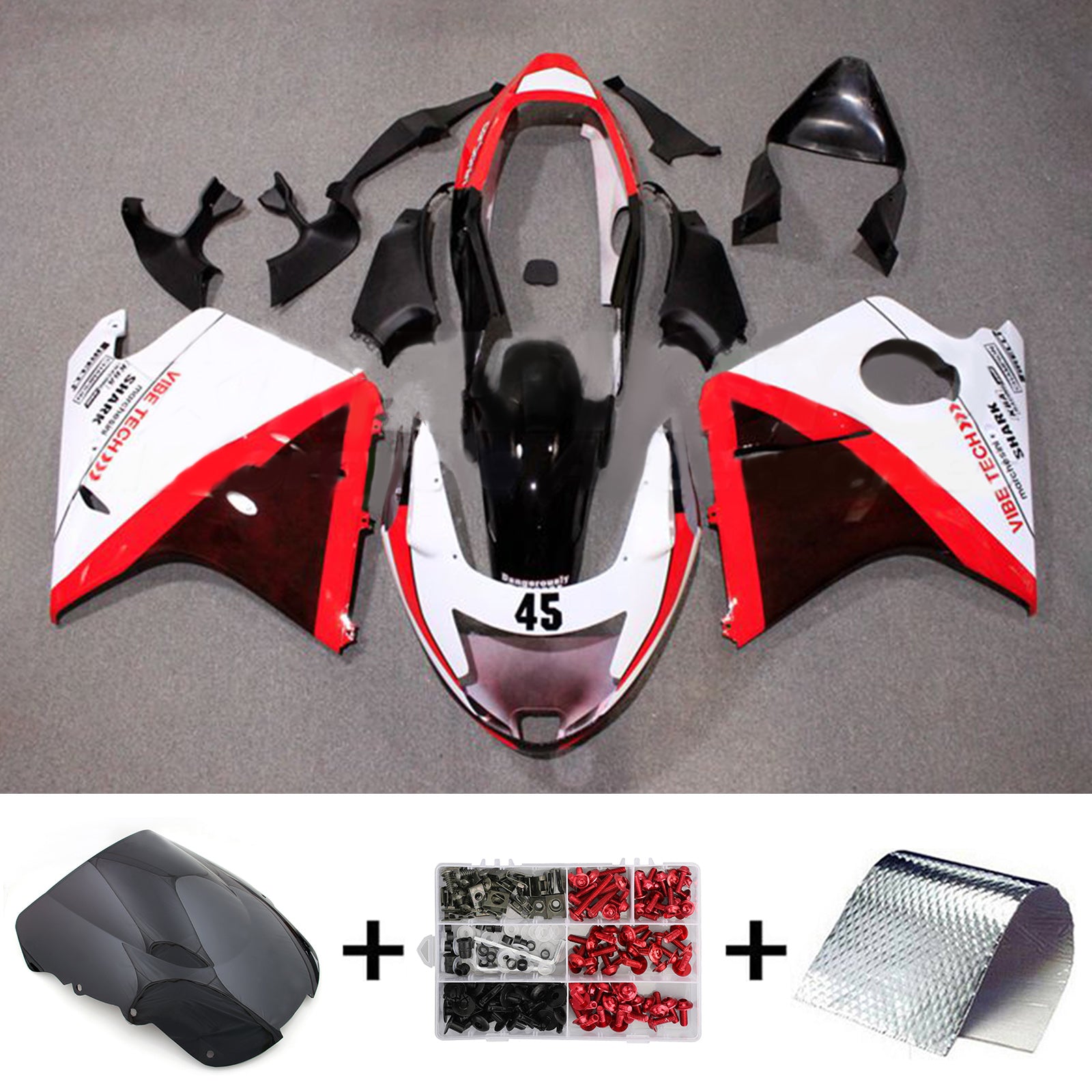 Amotopart 1996-2007 CBR1100XX SuperBlackBird Honda Red&White Fairing Kit