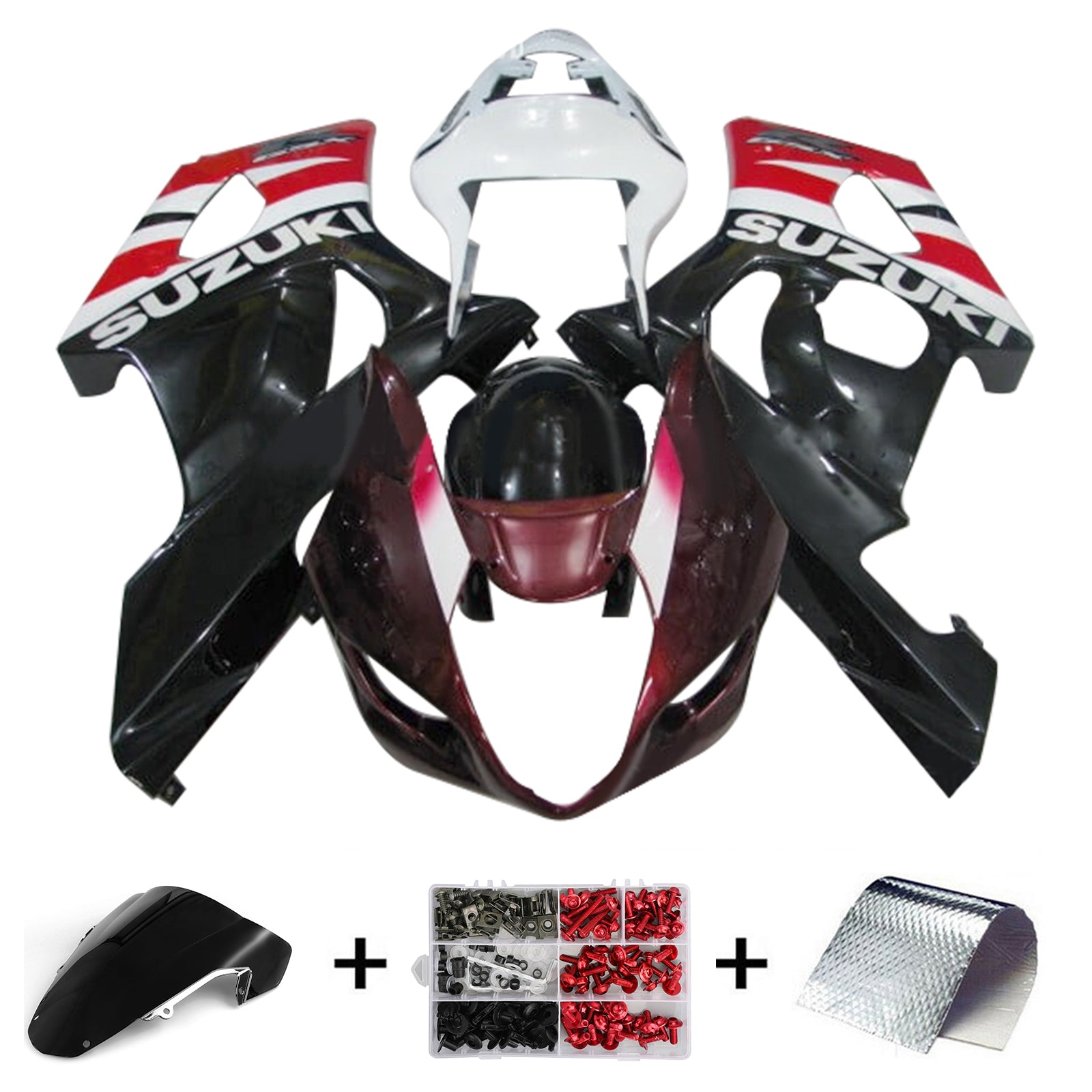 Amotopart 2003-2004 Suzuki GSXR1000 Black White Fairing Kit