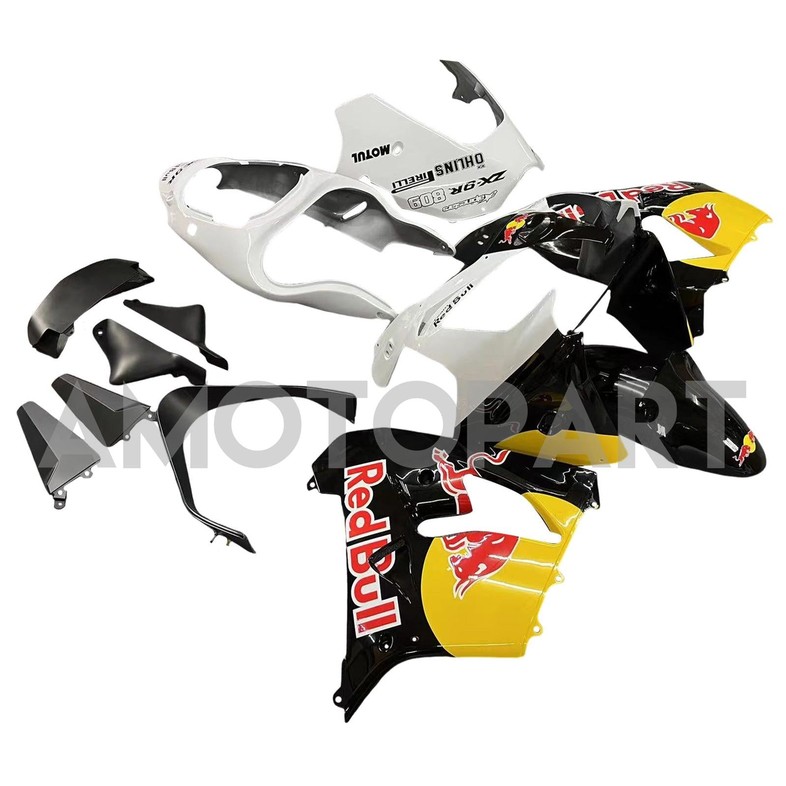 Amotopart 2000-2001 Kawasaki ZX9R White Black Fairing Kit