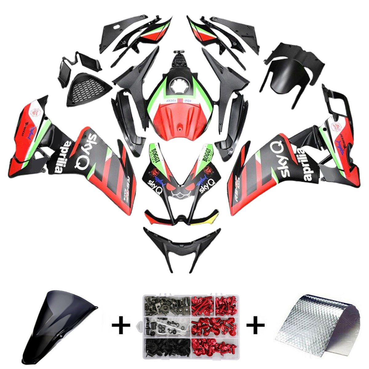 Amotopaart 2012-2016 RS4 125 50 Aprilia Red&amp;Green Style2 Kit carena