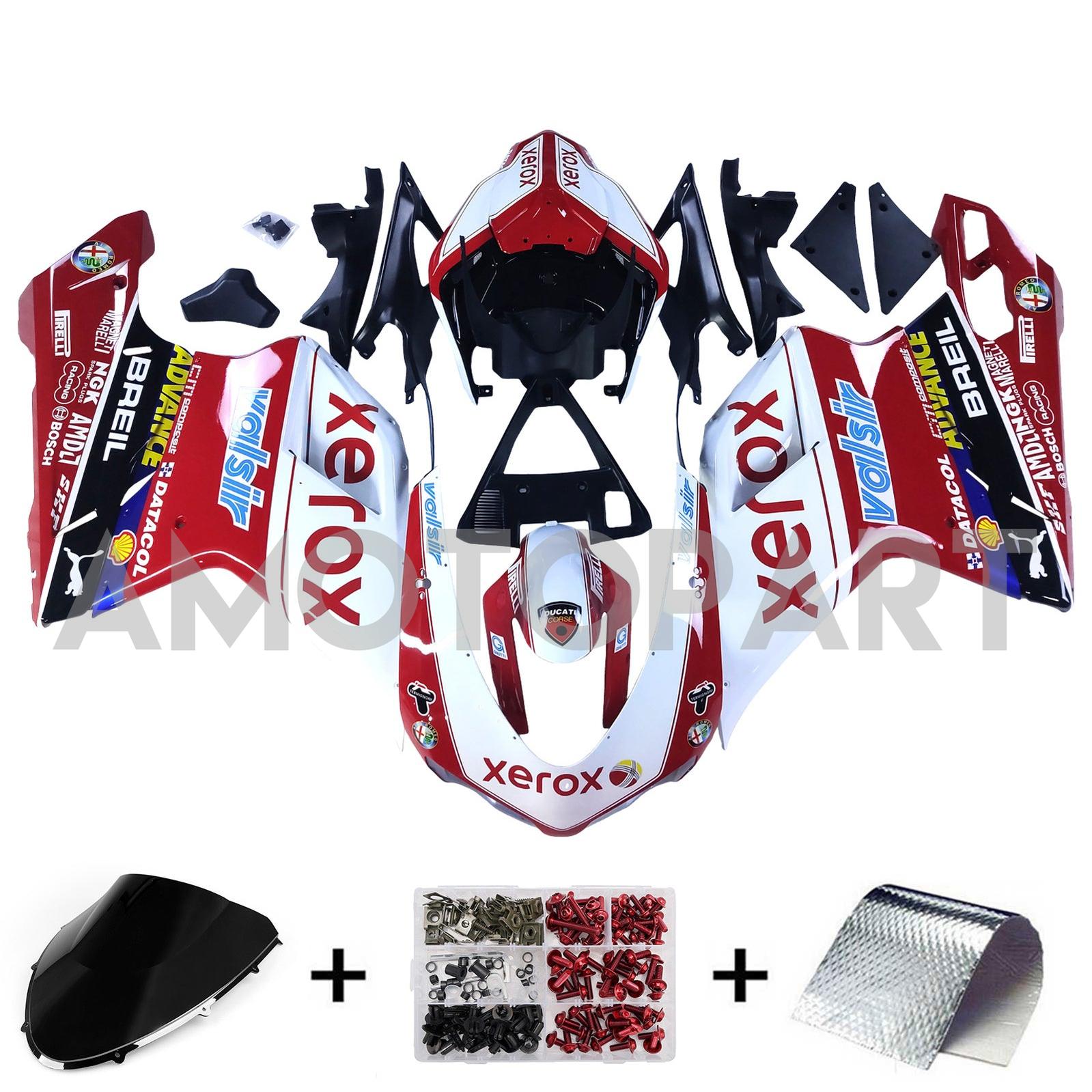 Amotopart All Years Ducati 1098/1198/848 Red White Fairing Kit