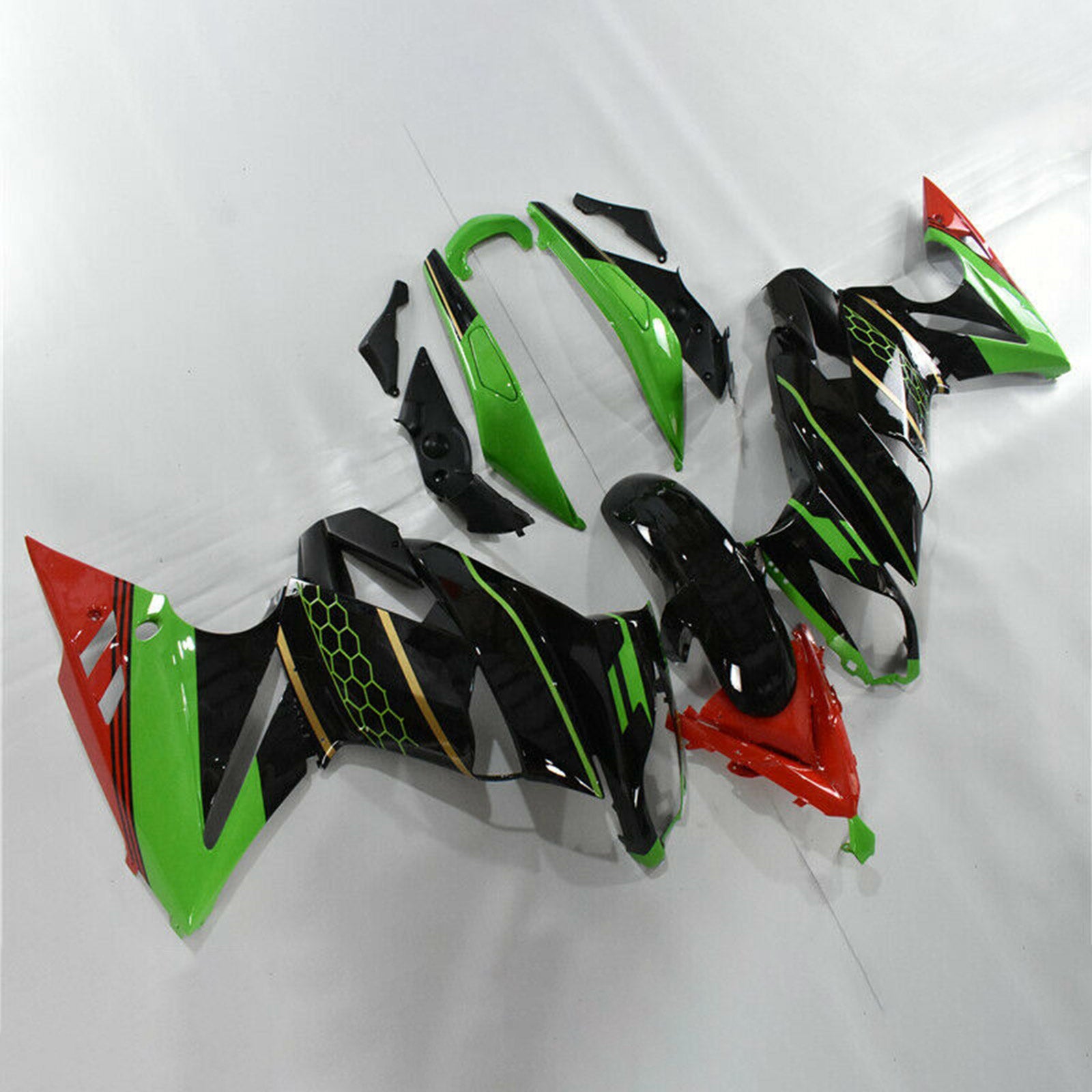 Amotopart 2009-2011 Kawasaki Ninja 650 EX650 Black&Green Fairing Kit