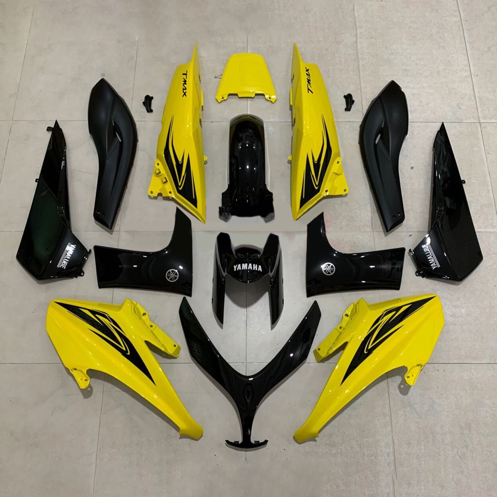 Amotopart 2008-2012 T-Max XP500 Yamaha Kit de carénage noir et jaune Style1