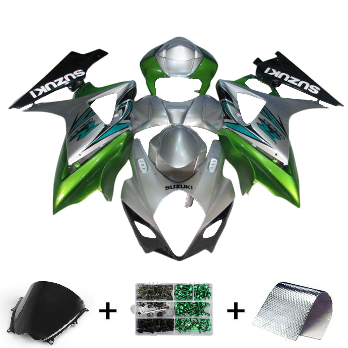 Amotopart 2007-2008 K7 GSXR1000 Suzuki Kit de carenado verde y gris