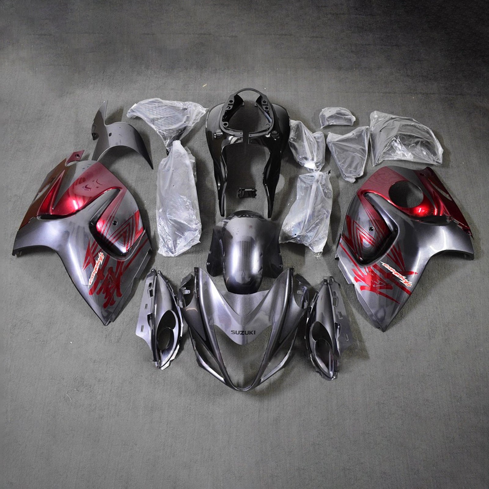 Amotopart 2008-2020 Suzuki Hayabusa GSX1300R grijsrode kuipset