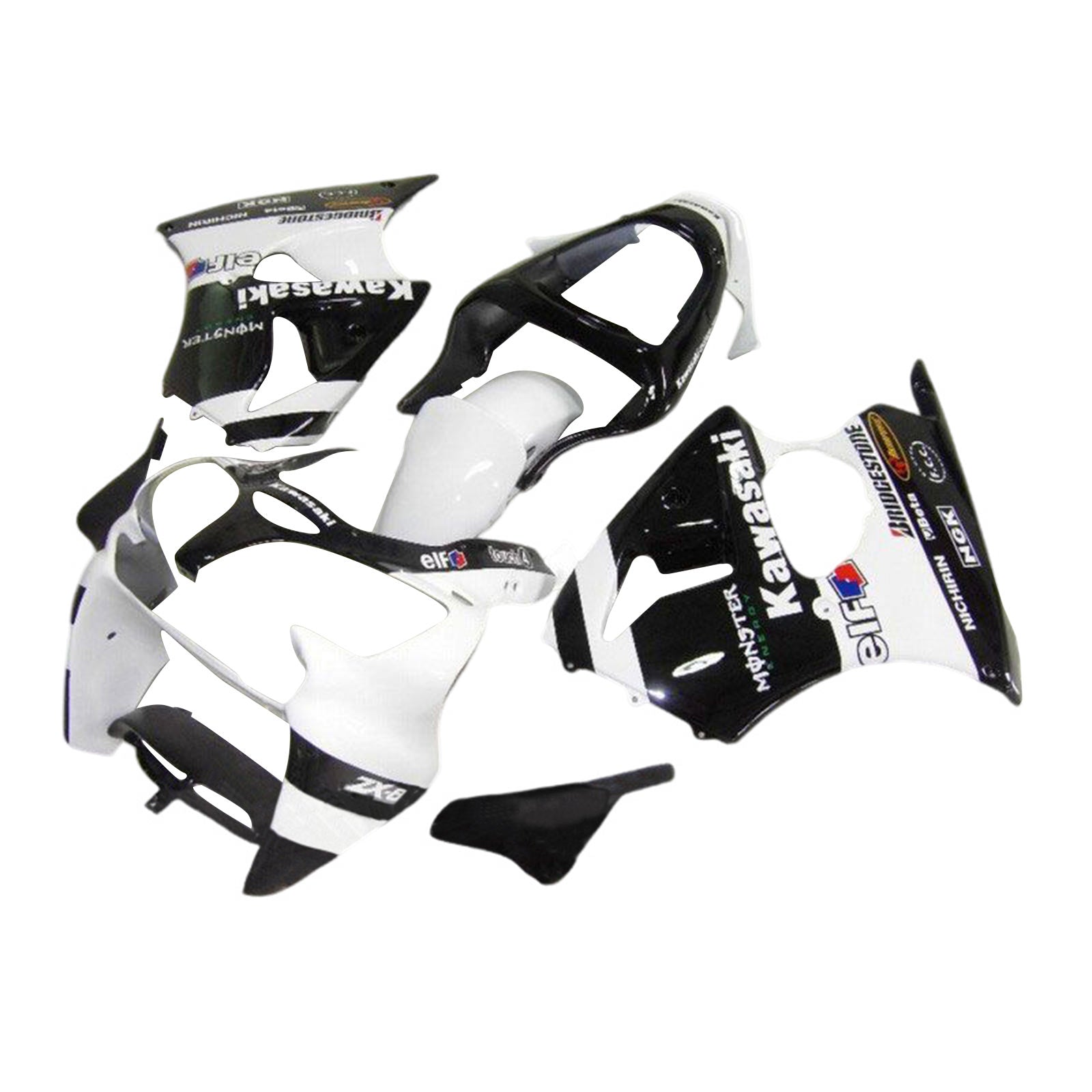 Amotopart 2000-2002 Kawasaki ZX6R 636 e 2005-2008 Kawasaki ZZR600 Kit carena bianco nero