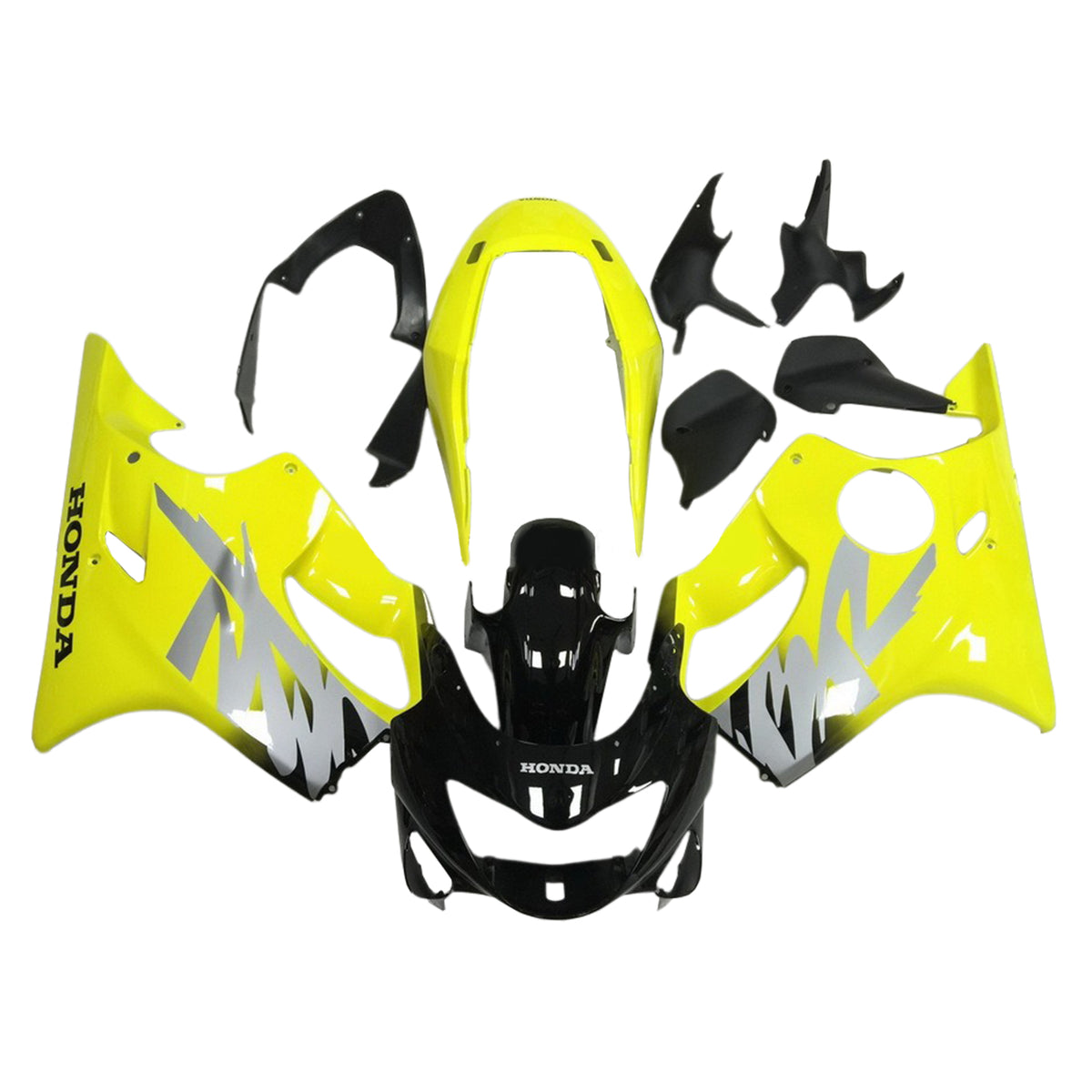 Amotopart 1999-2000 Honda CBR600 F4 Kit de carenado negro amarillo brillante