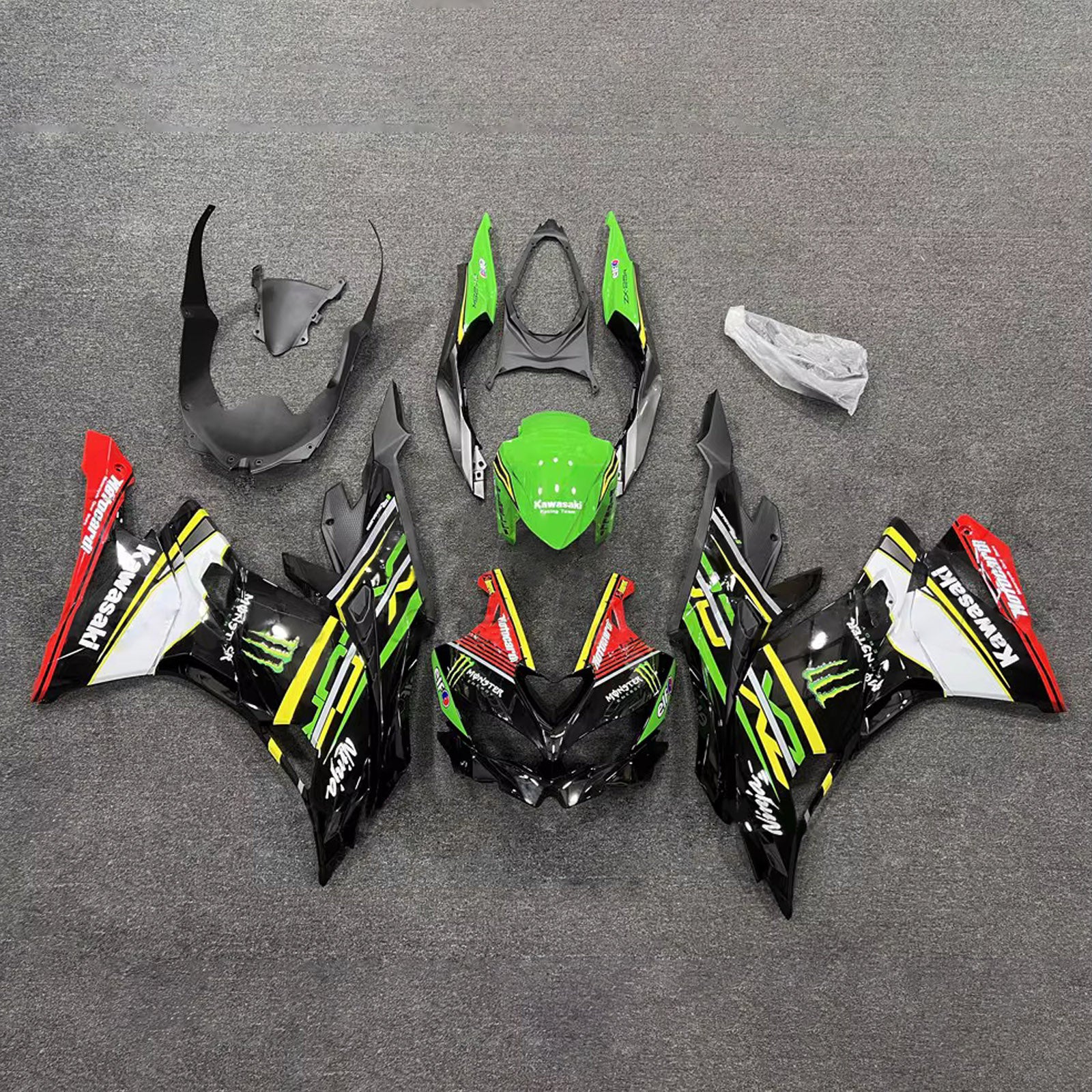 Amotopart 2019-2022 Kawasaki Ninja ZX-25R 2023-2025 Kawasaki Ninja ZX-4R/ZX-4RR Green Red White Black Fairing Kit