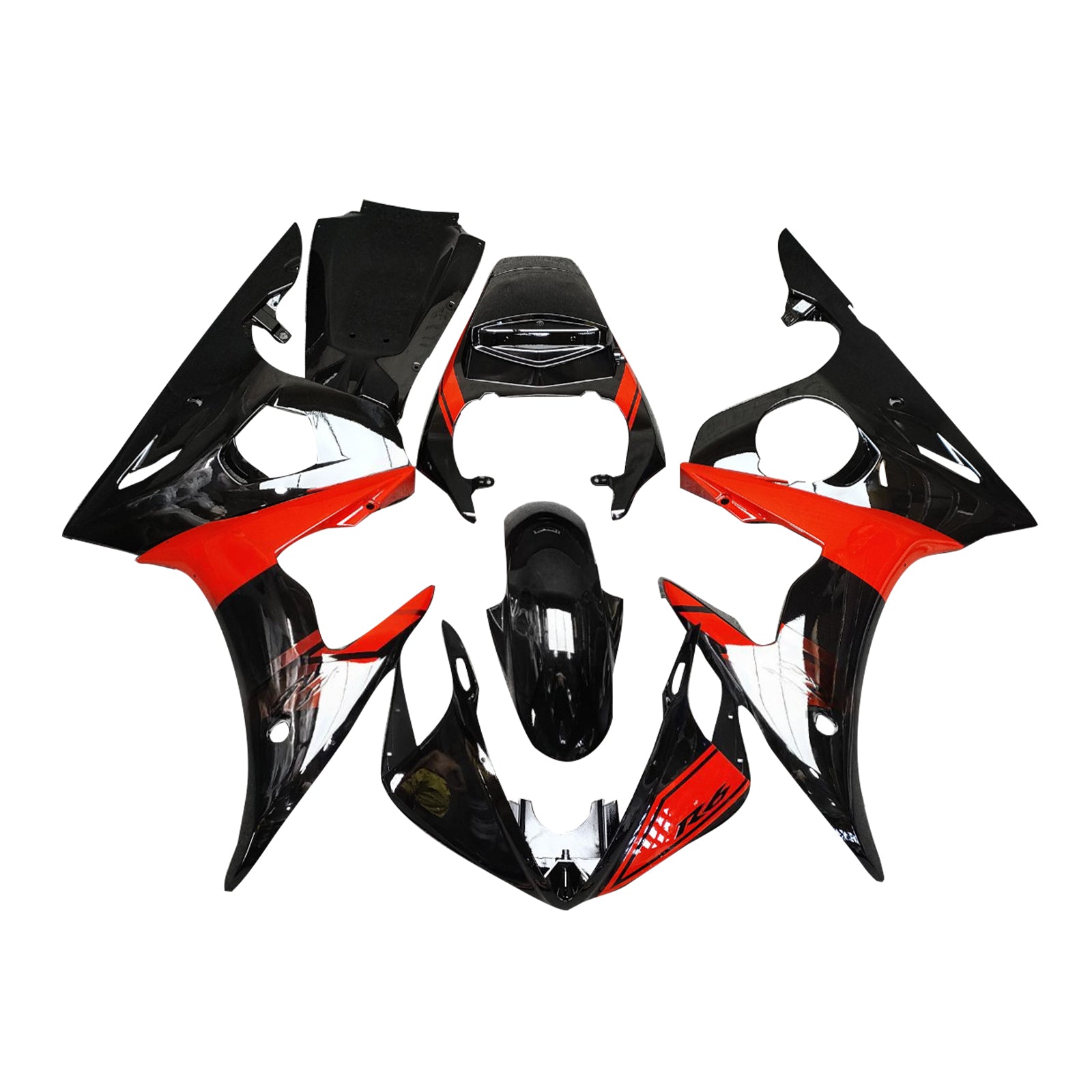 Amotopart 2003-2004 Yamaha YZF-R6/ 2006-2009 R6S Black Red  Fairing Kit