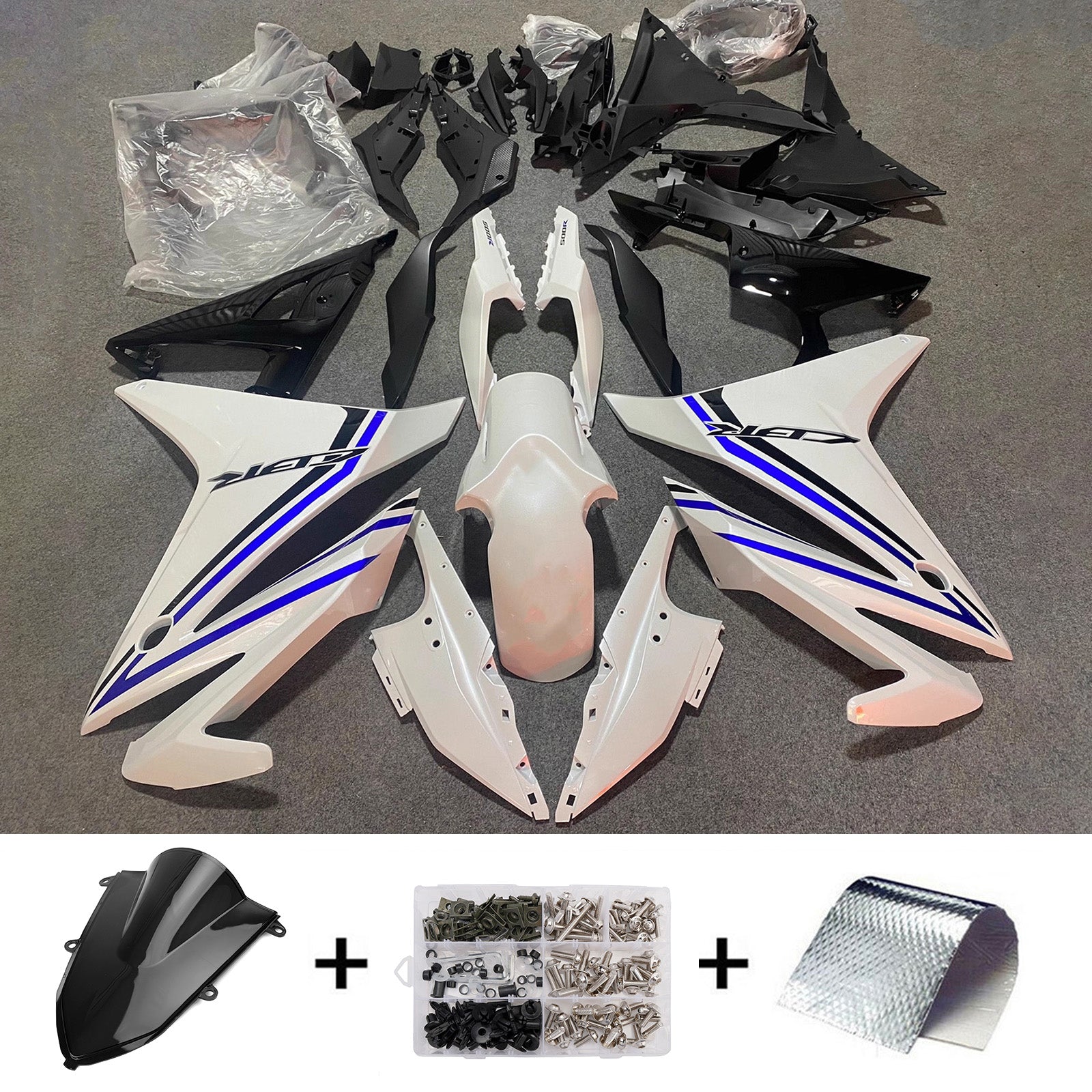 Amotopart 2022-2023 Honda CBR500R White/Black Fairing Kit